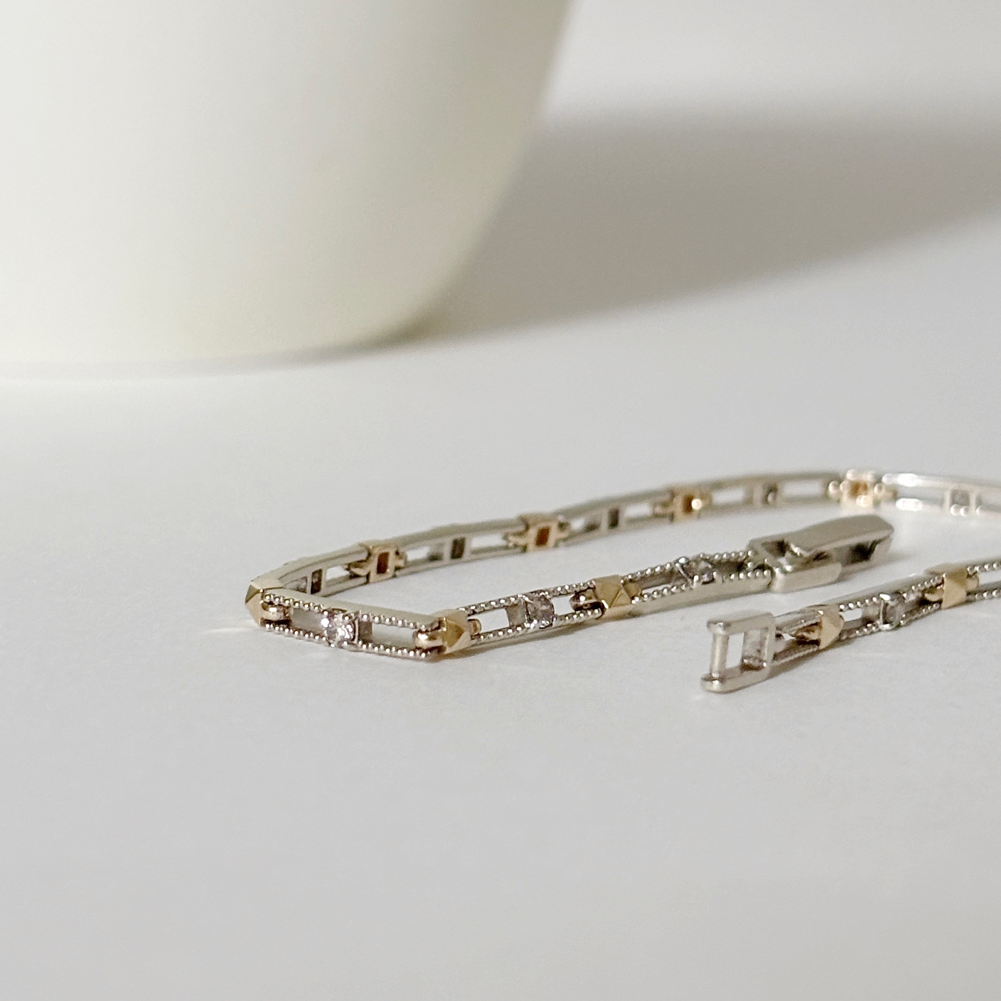 14K Hazy份量感鉚釘真鑽扣式手鏈