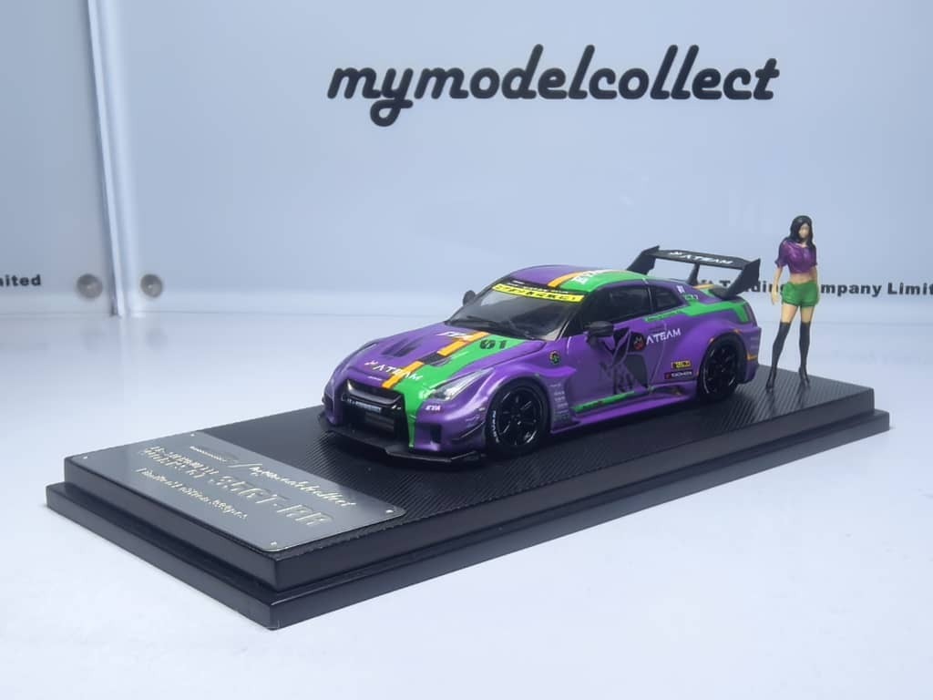 PO-$160 * MODEL COLLECT * 1:64 NISSAN GT-R R35 2020 LB SILHOUETTE WORKS GT EVA UNIT 01 W/FIGURE