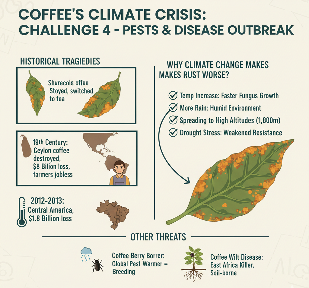 挑戰 4:病蟲害大爆發——咖啡鏽病的恐怖回憶