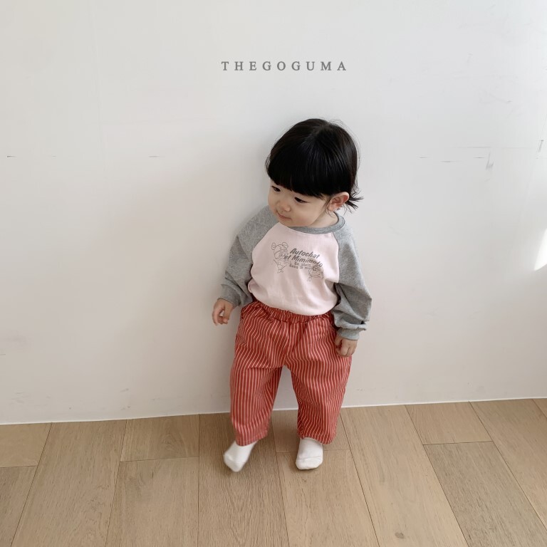 正韓春the_goguma 小童兩色直條鬆緊長褲