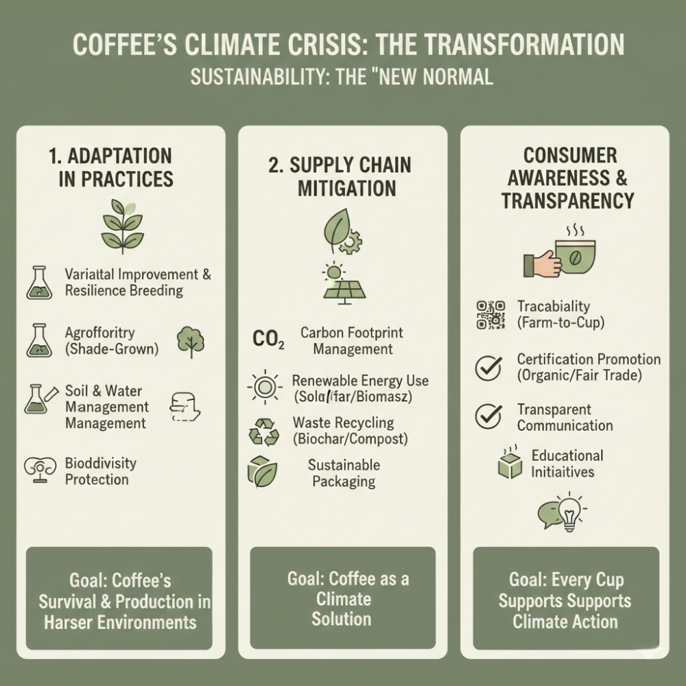 二、咖啡轉型進行式:永續發展成為「新常態」    面對威脅,咖啡產業不再只是被動應對,而是透過三大方向進行「韌性轉型」