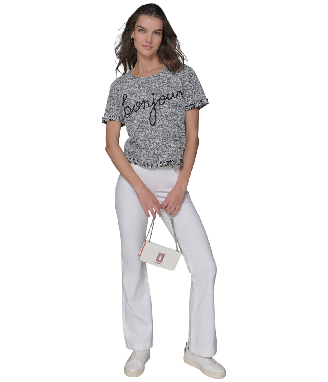 【Karl Lagerfeld Outlet】BONJOUR KNIT TWEED TOP L5AHQ826  灰