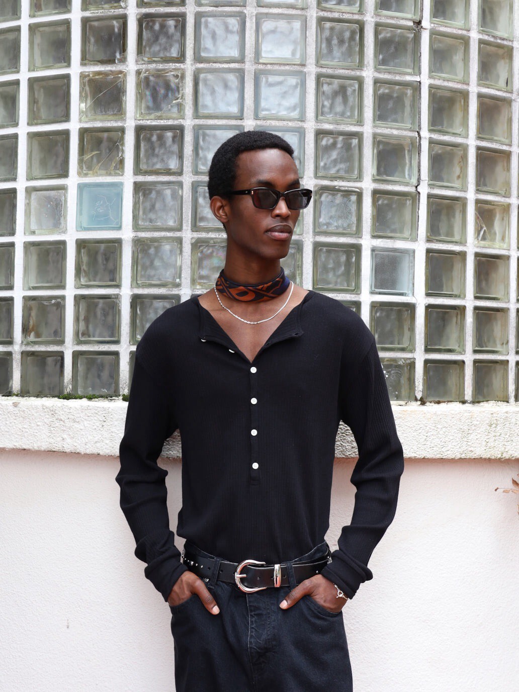 JieDa - VINTAGE LIGHT RIB HENRY NECK L/S / 2COLORS
