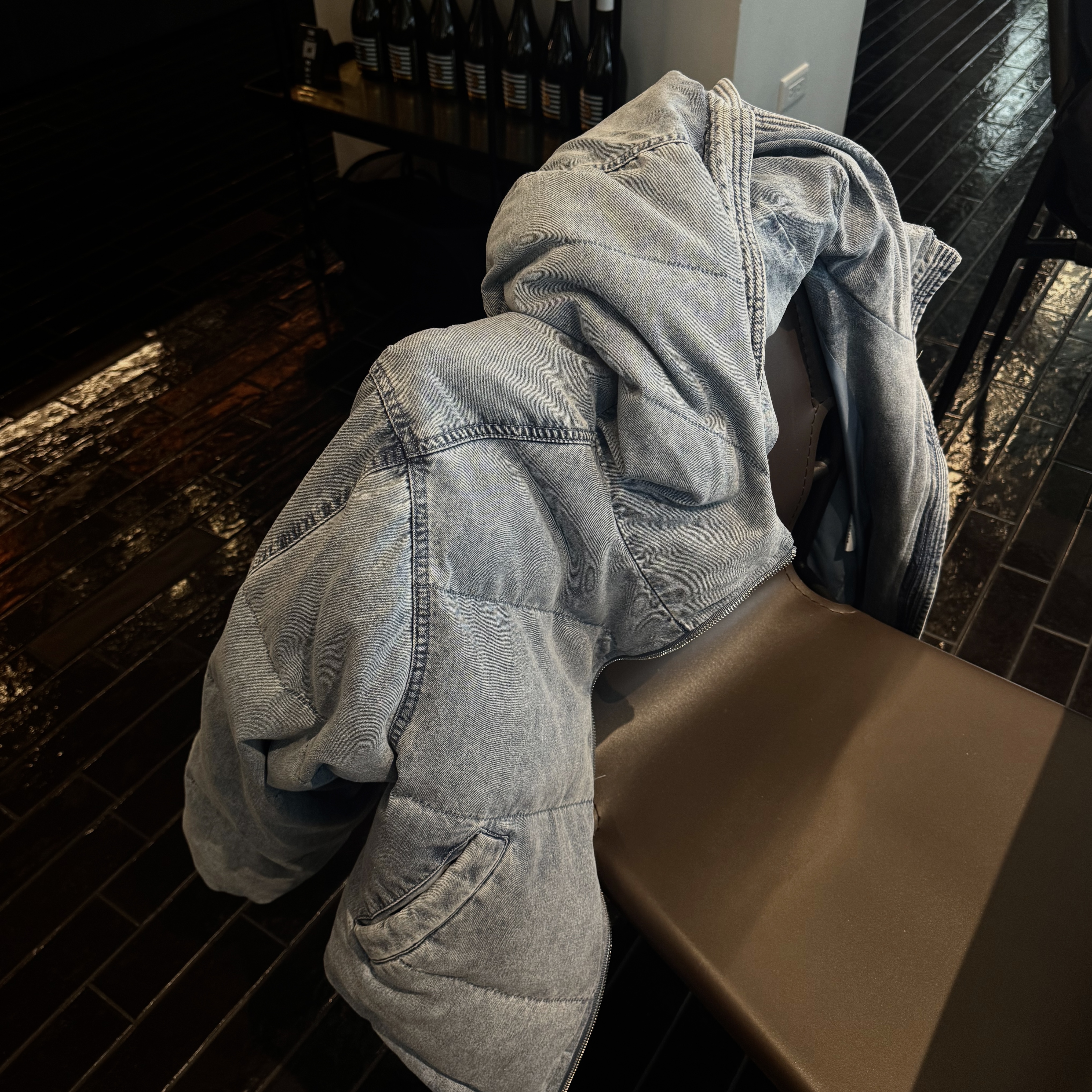 J01 鴨絨100％連帽雙拉鏈牛仔外