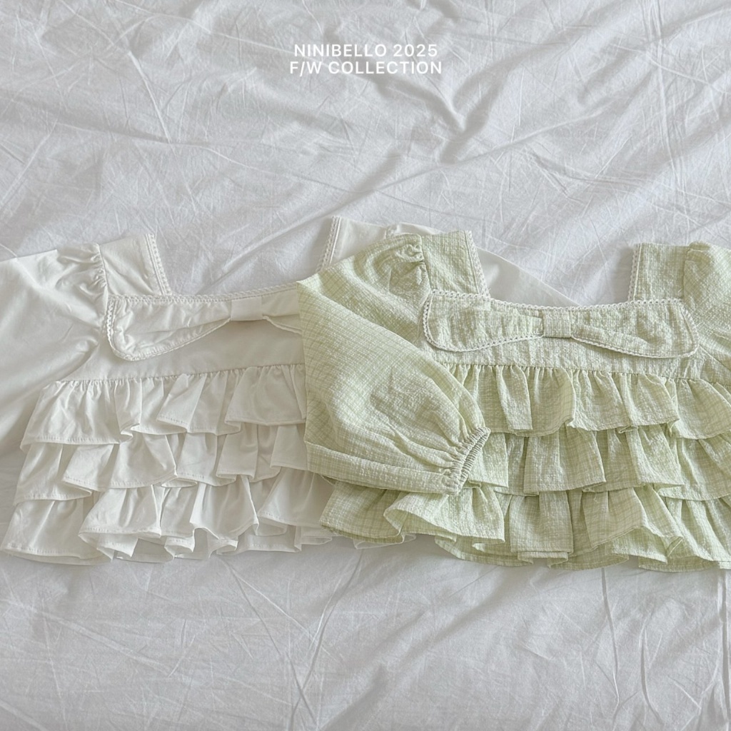 正韓春Ninibello 兩色蝴蝶結方領上衣