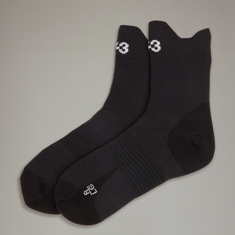 【 Y-3 RUN SOCK 運動跑步襪 - 黑 】