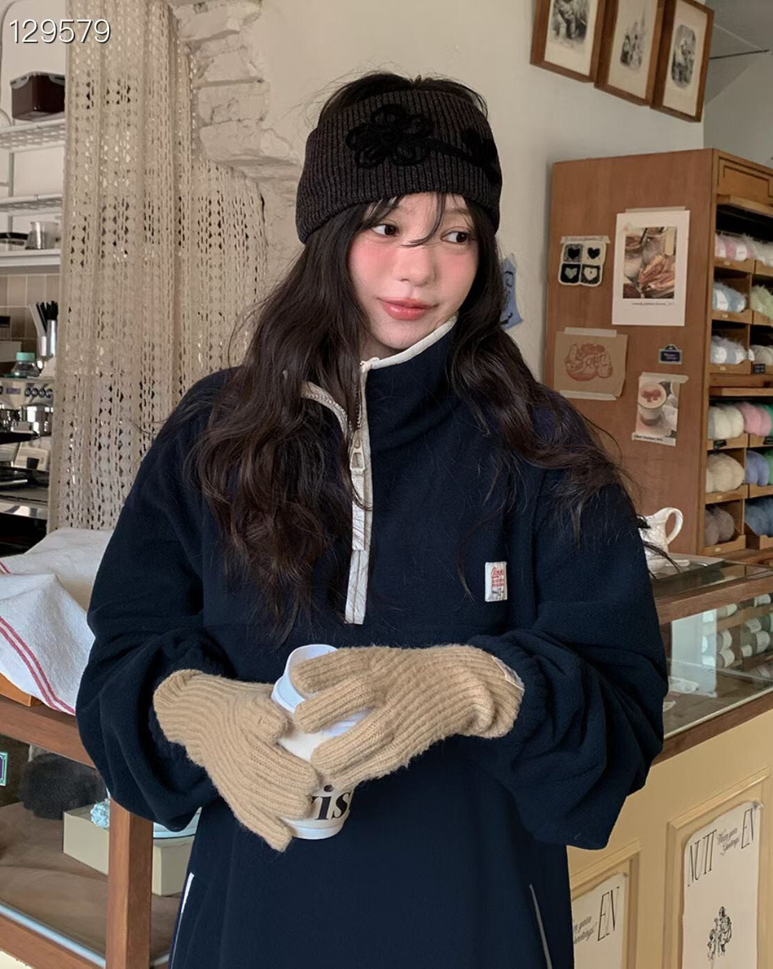 寬版針織毛線保暖髮帶