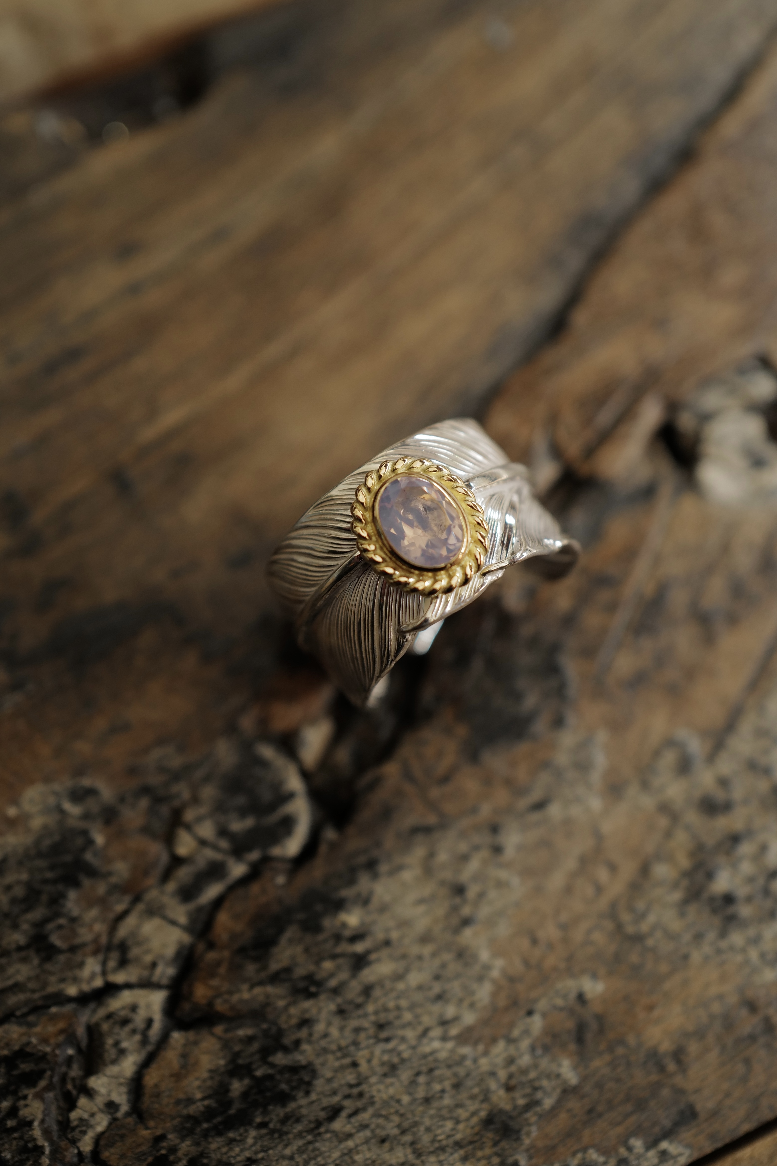 TW 金繩薰衣草羽毛戒 FF*