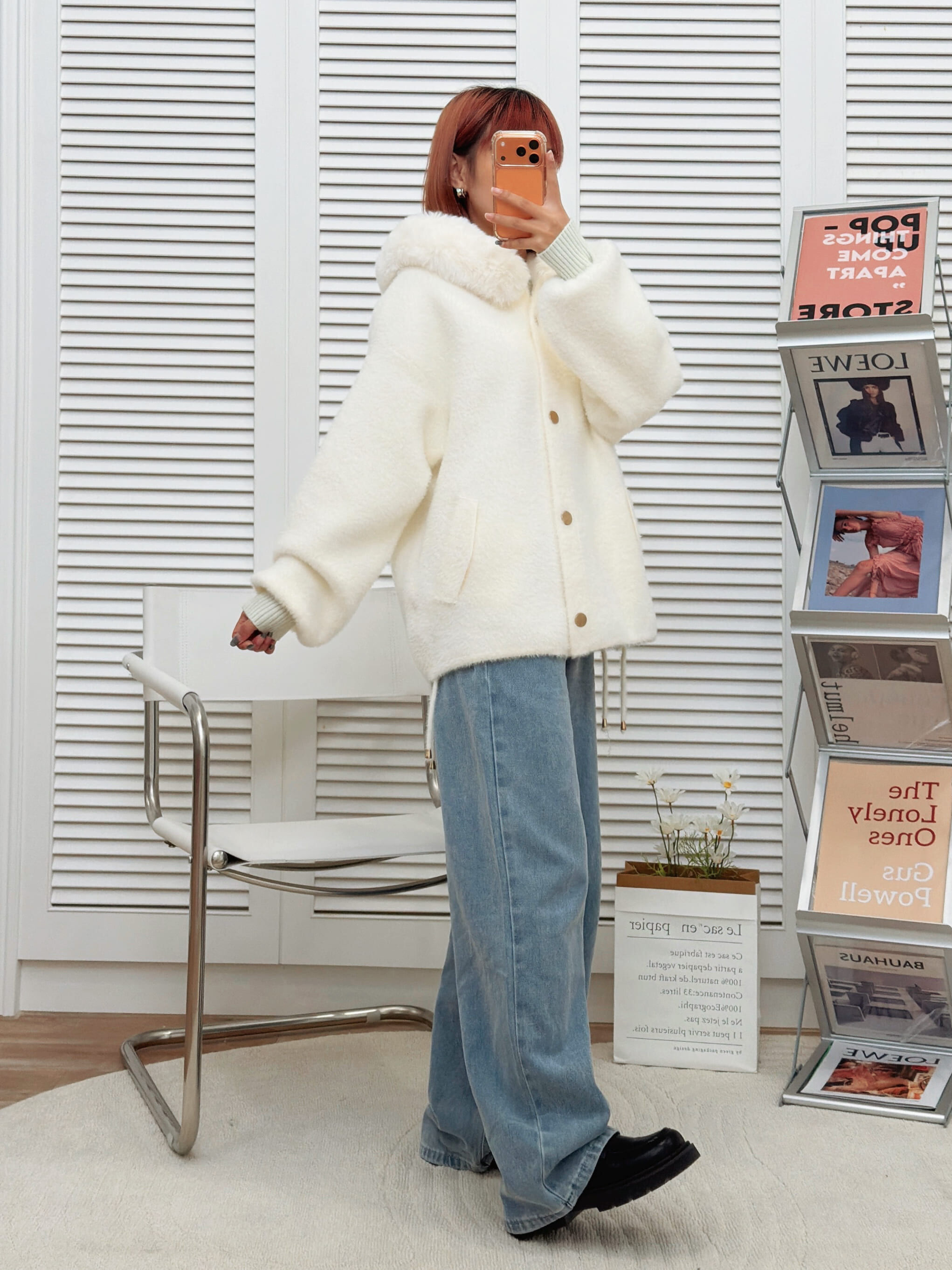 法朵Fado shop｜素面領可拆連帽水貂毛外套 892A055 三色