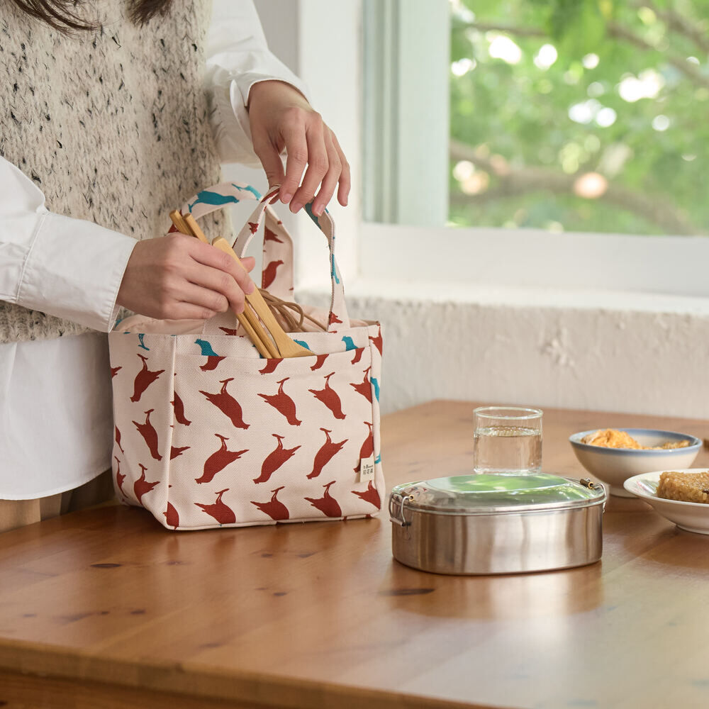 Drawstring Tote Bag/Crested Myna No.5/Old Building Pink