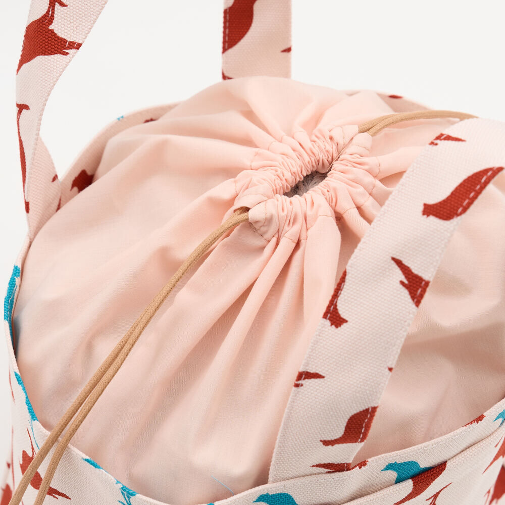 印花樂束口便當袋/台灣八哥5號/古宅紅粉