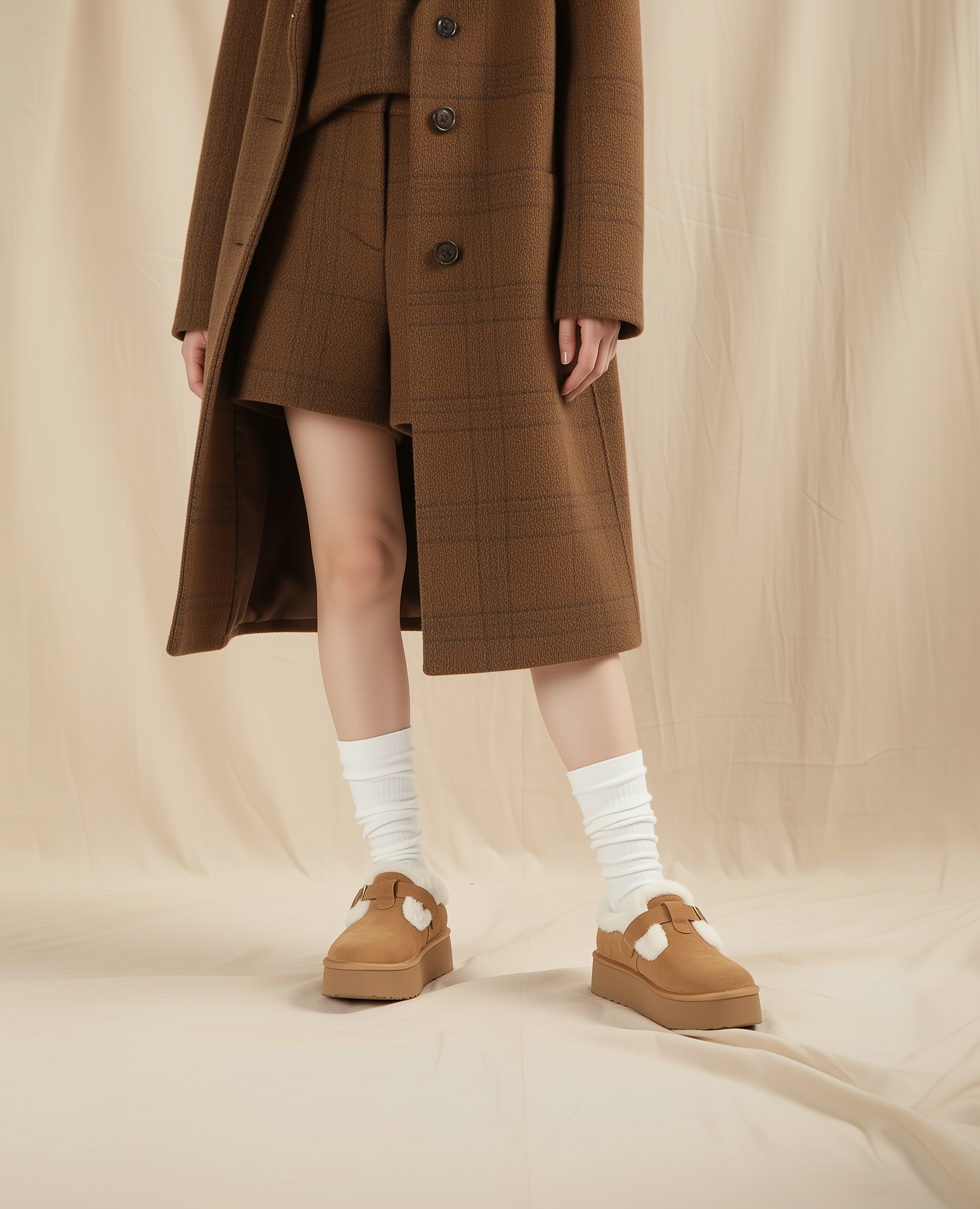 P Buckle 厚底釦帶毛毛鞋