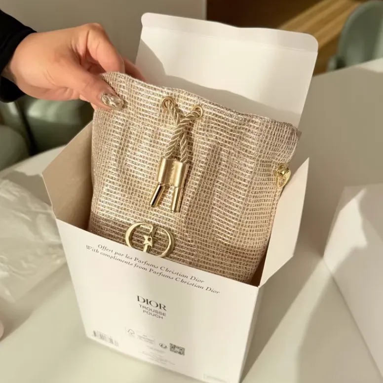 Dior聖誕節限定閃亮金色贈品水桶袋