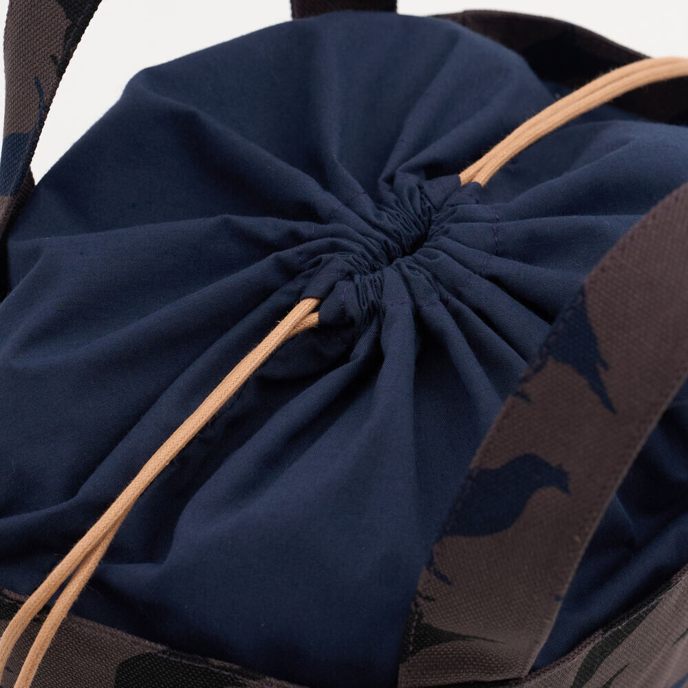 印花樂束口便當袋/台灣八哥5號/工匠灰黑