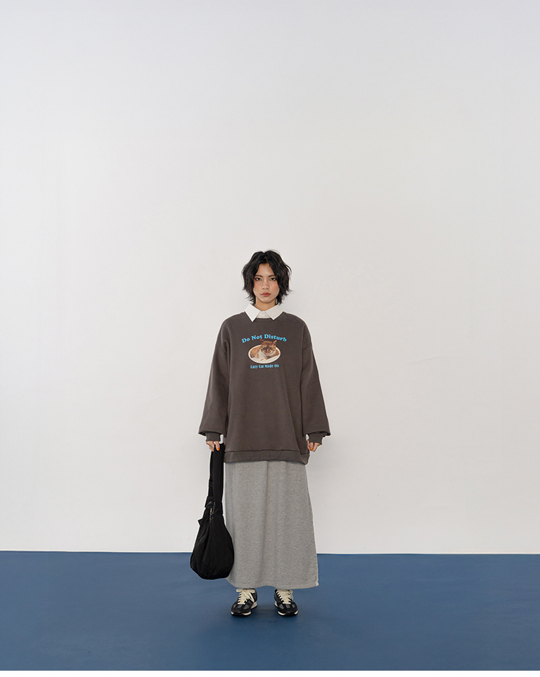 Do Not Disturb Cat Printed Fleece Sweatshirt, Available in Two Colors【01111041】in stock+pre-order