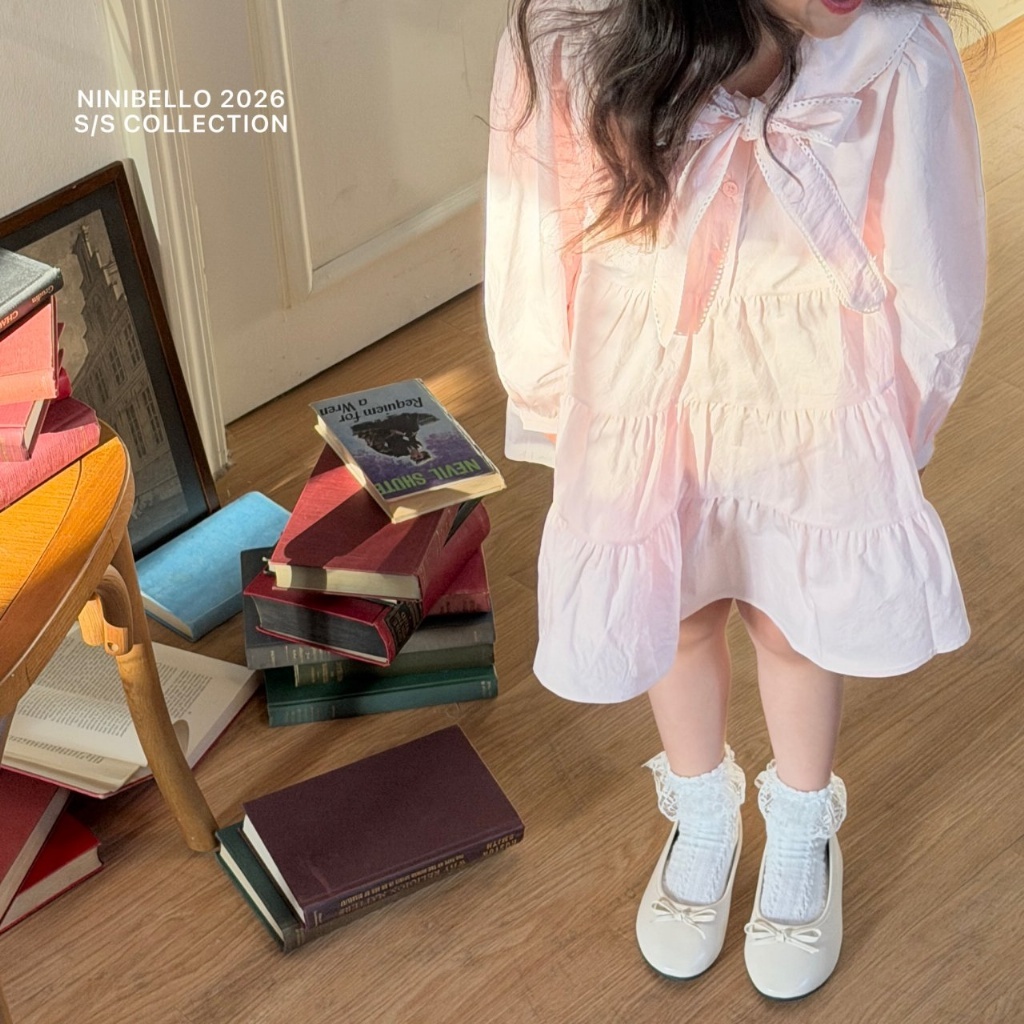 正韓春Ninibello 三色粉嫩色領結洋裝