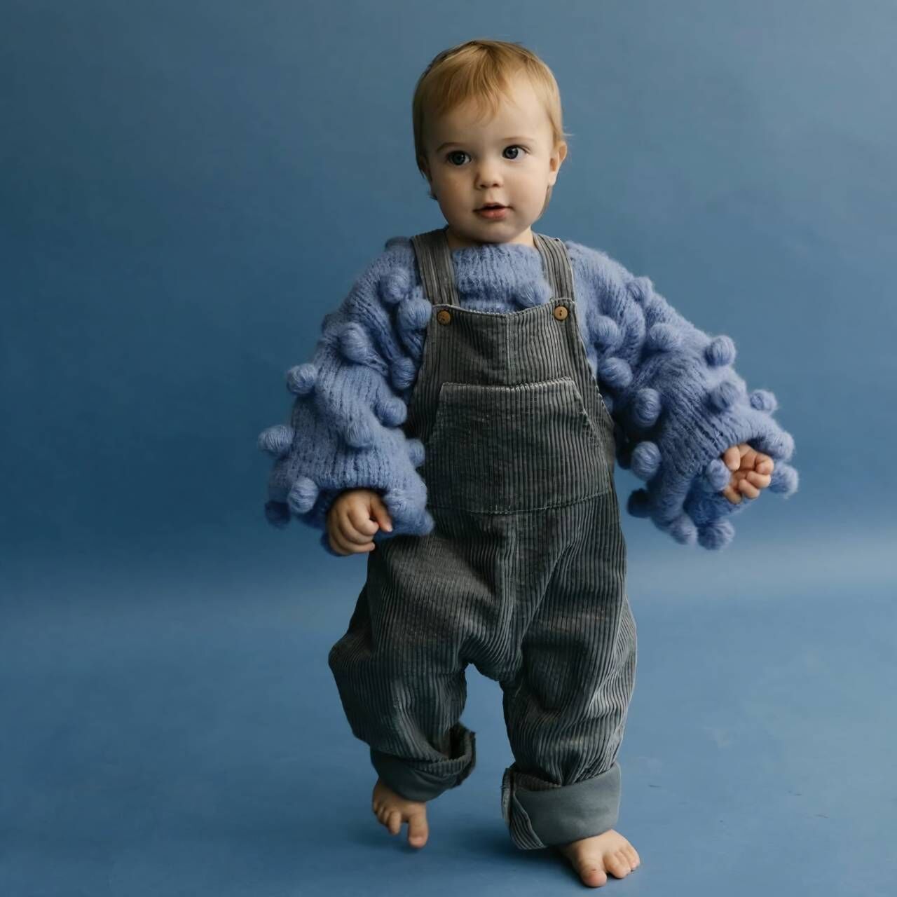 pixie hat 柔軟球球針織上衣 Bubble Jumper KIDS - pacyficzny blekit 太平洋藍