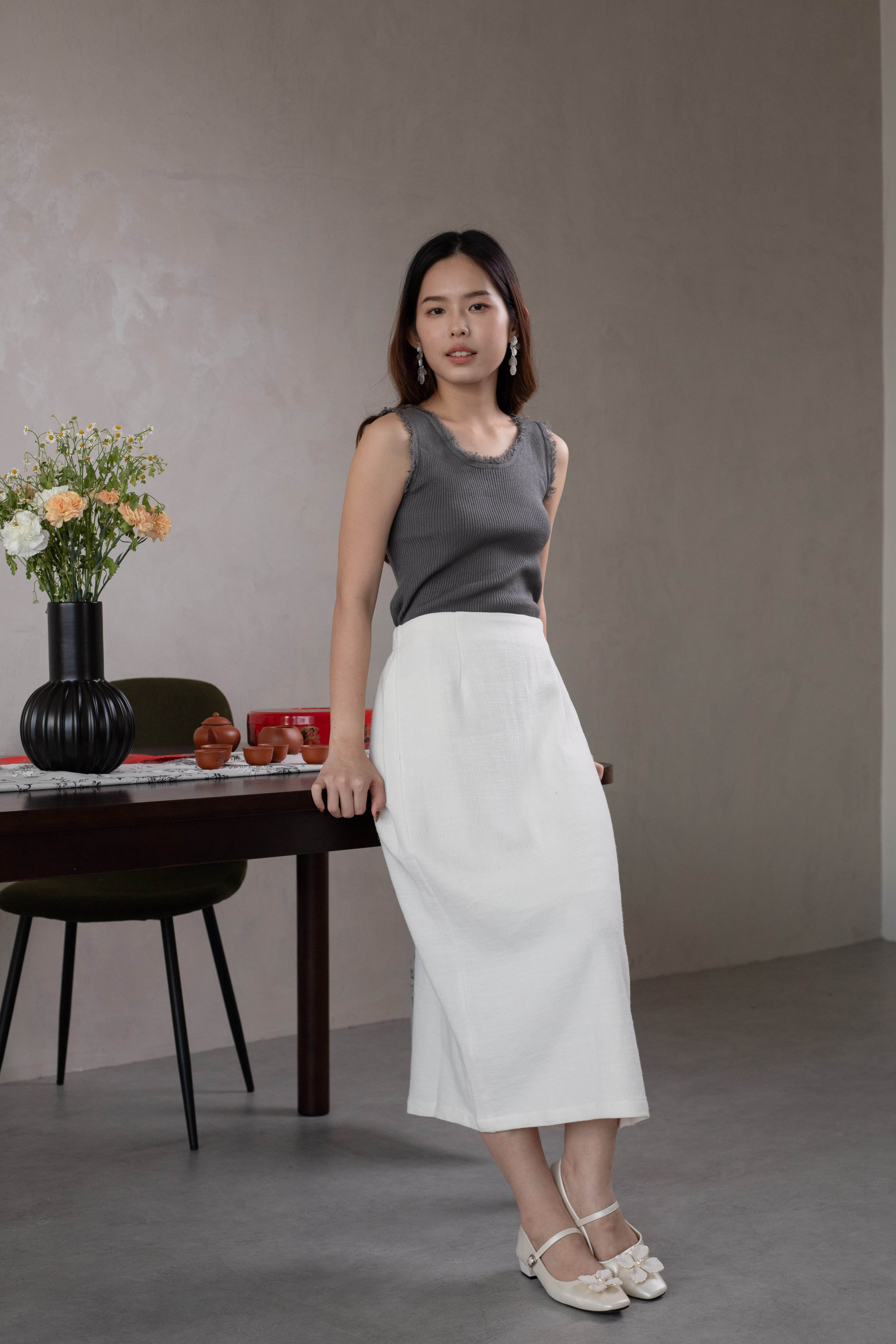 Nolia Column Skirt White-2637SKWHI