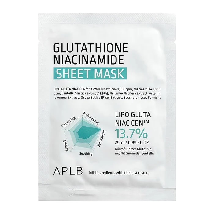 APLB Glutathione Niacinamide (Vitamin B3) Soothing & Moisturizing Pore-Refining Mask (1 sheet) 736667