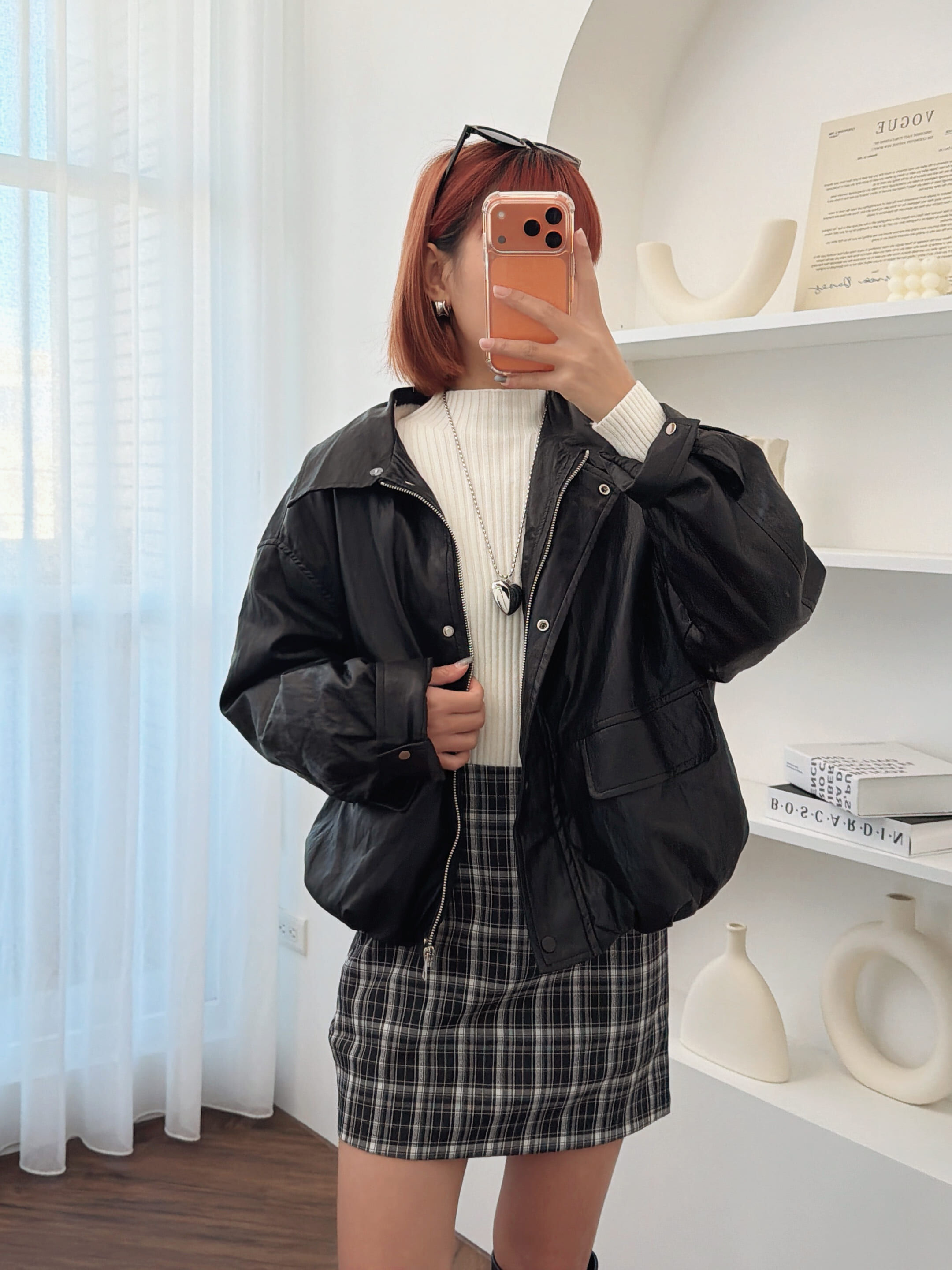 法朵Fado shop｜毛領可拆內加絨皮革外套 8804009 黑/咖啡