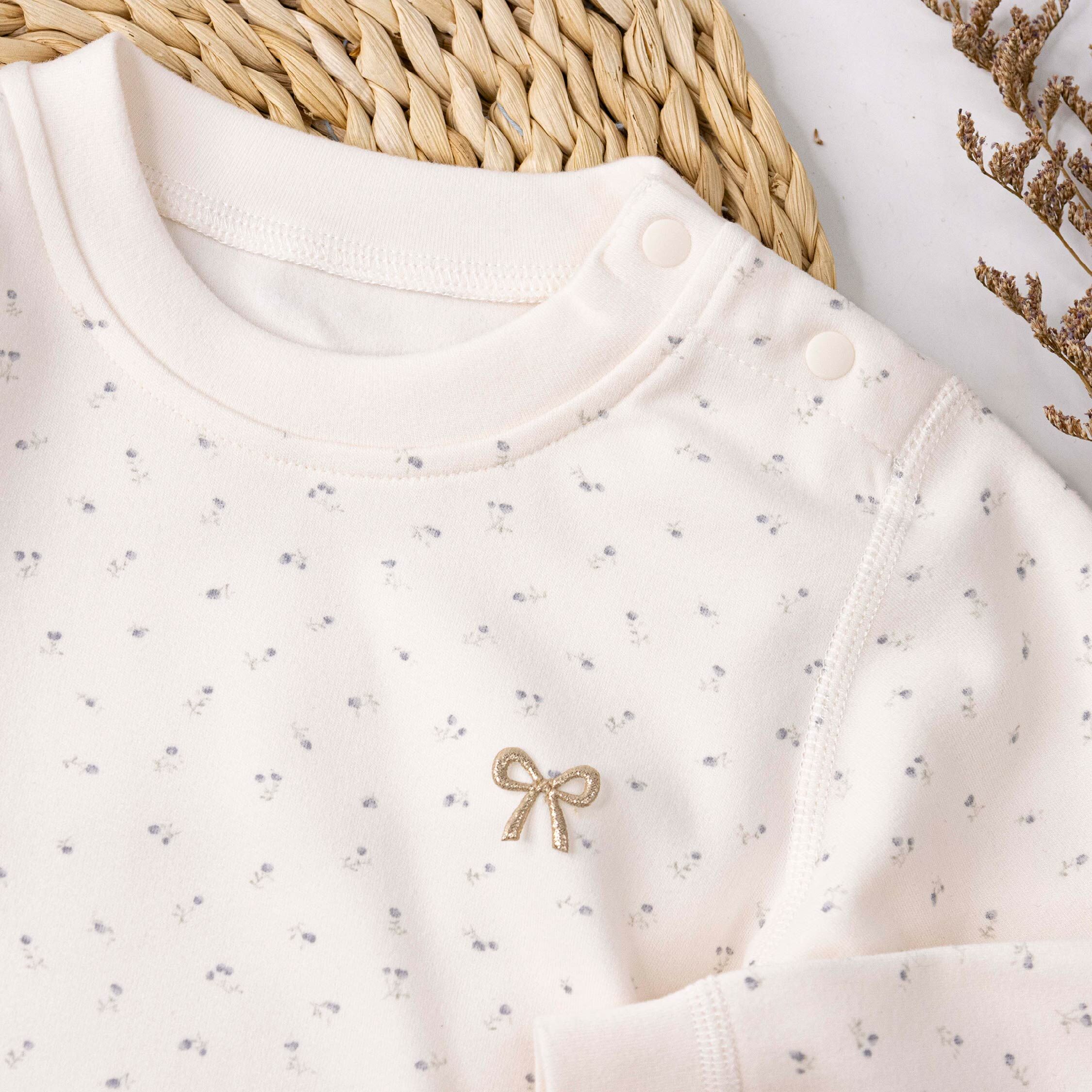 純淨系列【T3126】質感蝴蝶結碎花睡衣套裝