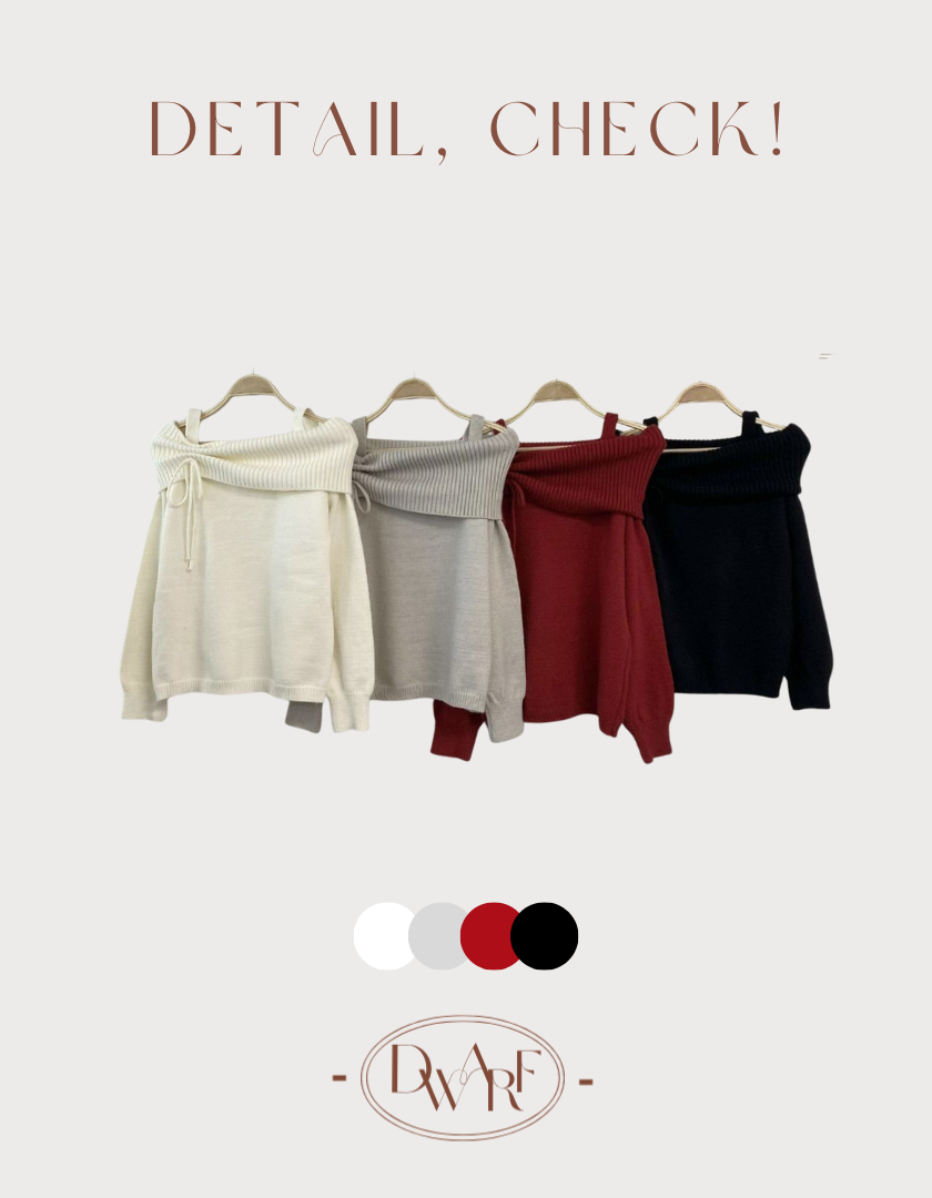 《KR》 女友感🎀蝴蝶結一字肩毛衣