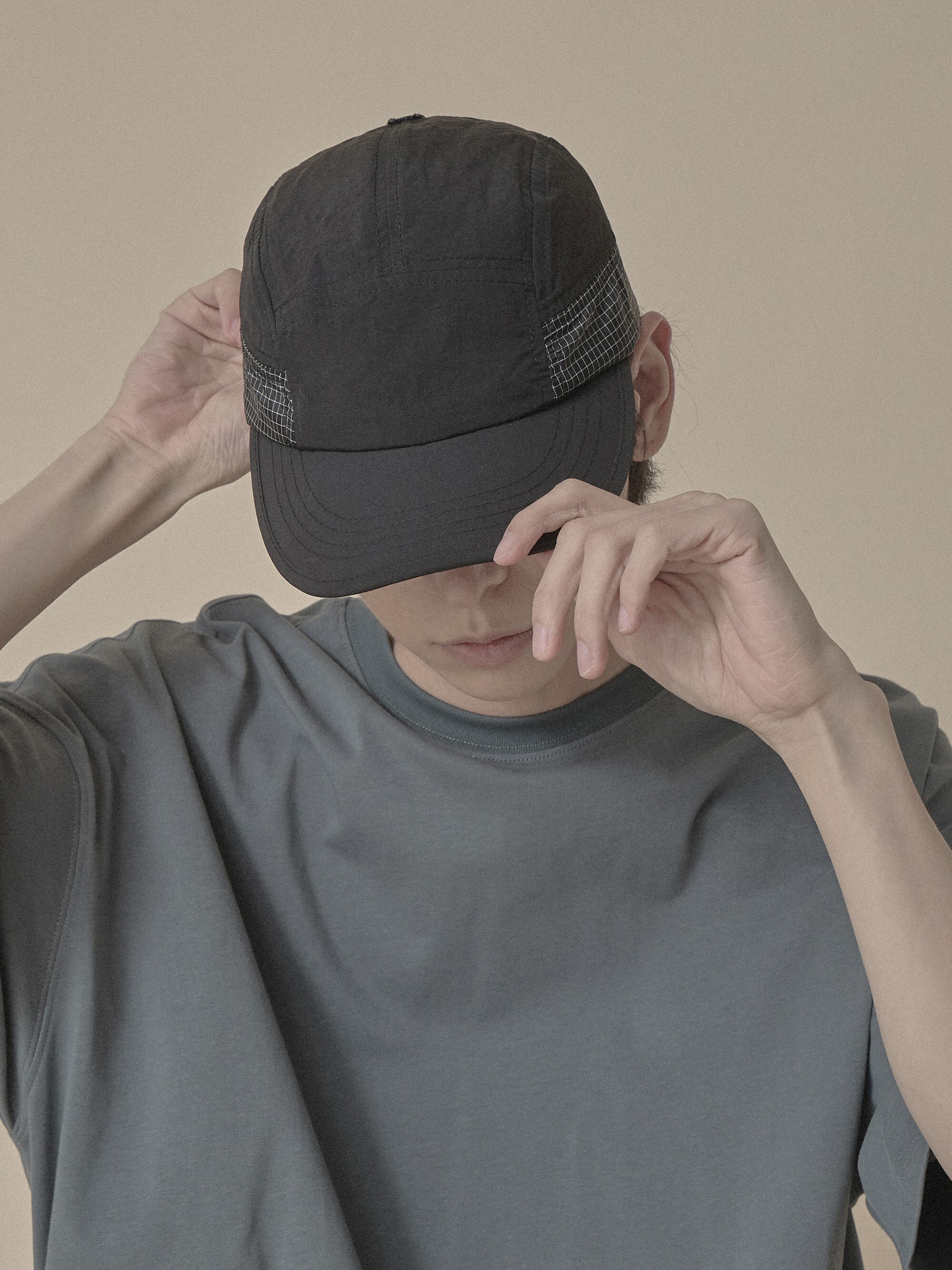 防潑水拚接格紋帽