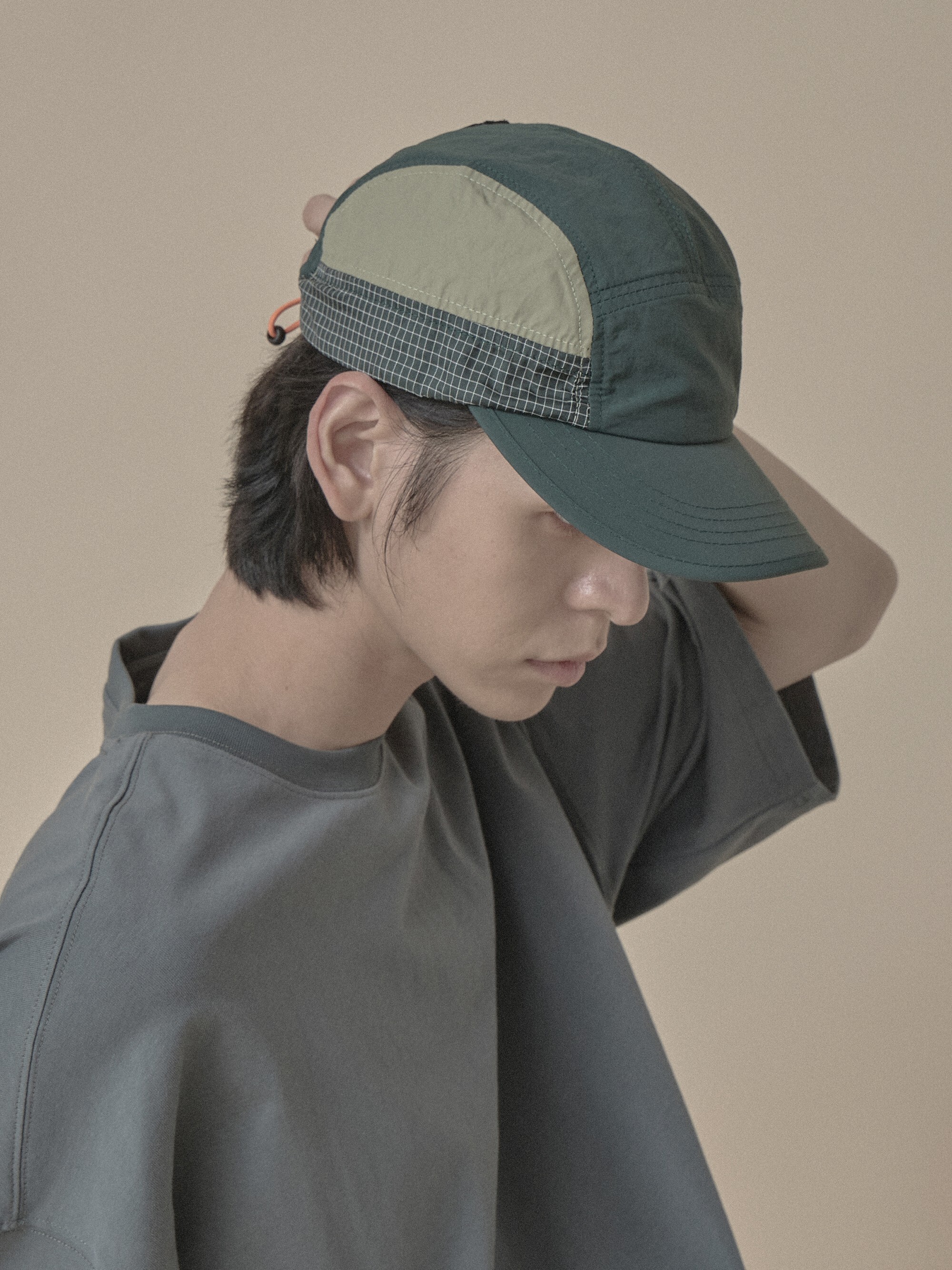 防潑水拚接格紋帽