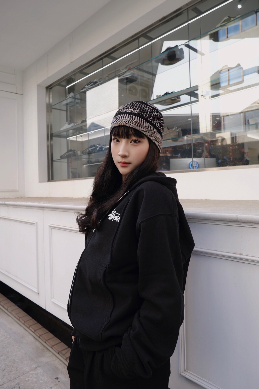 <快速出貨>STUSSY Basic Stussy Zip Hoodie 連帽棉外套 黑/白