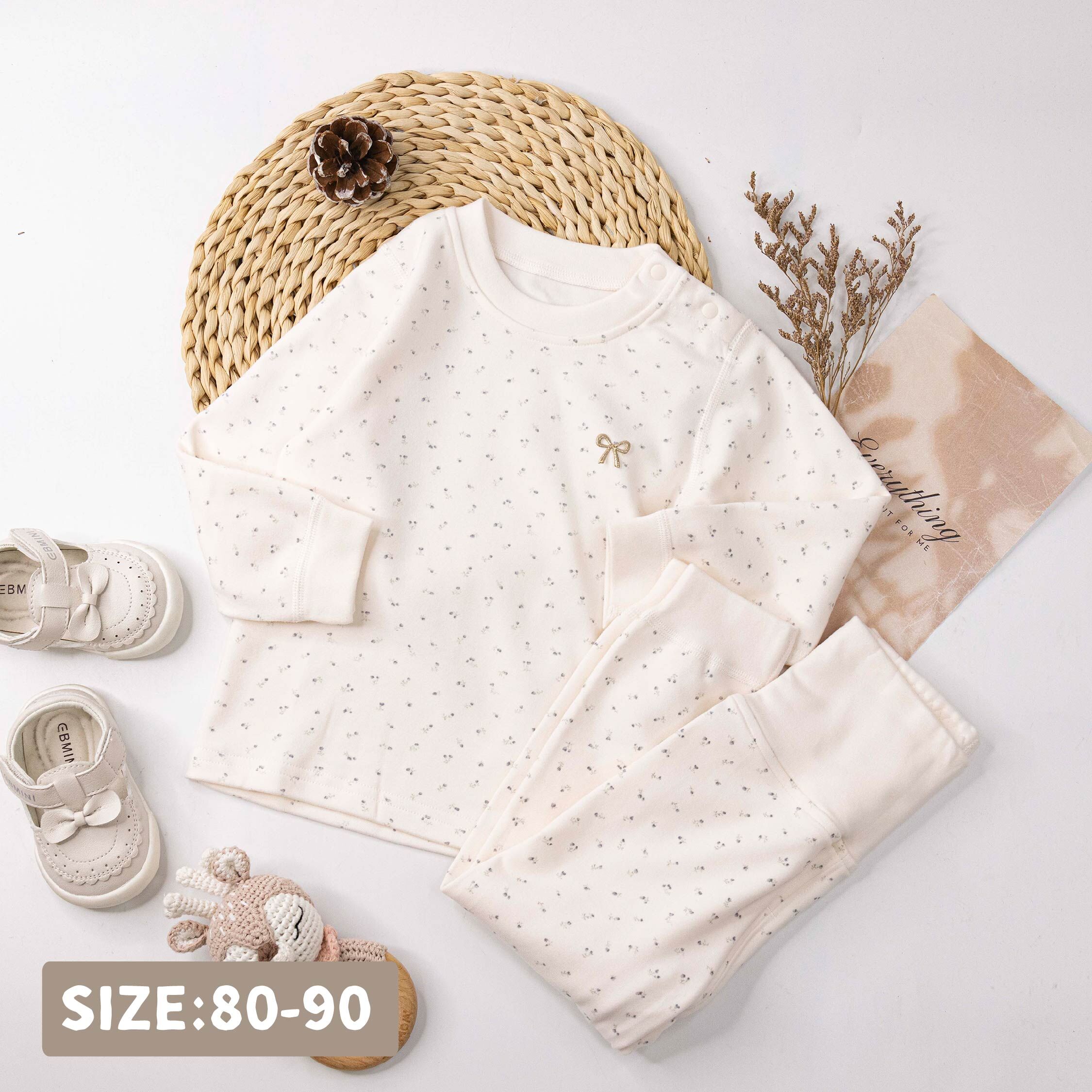 純淨系列【T3126】質感蝴蝶結碎花睡衣套裝