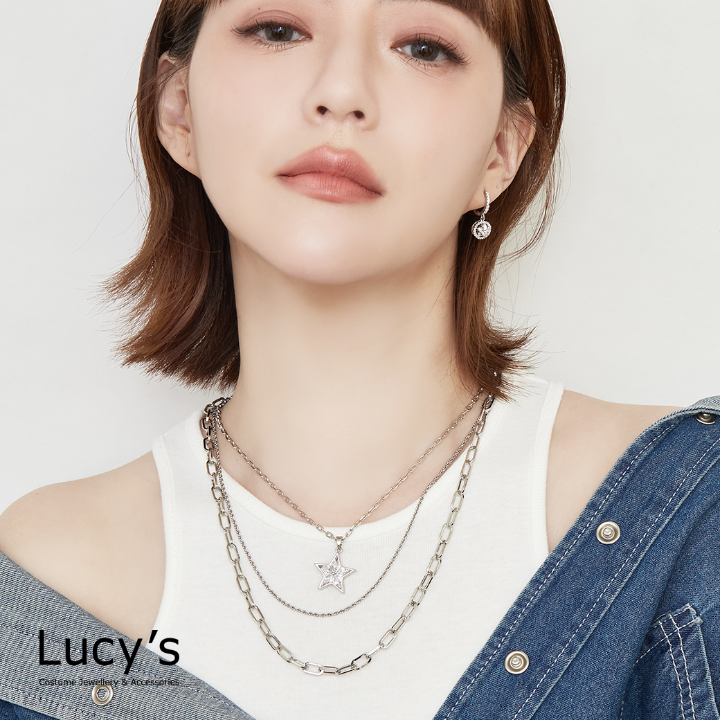 時尚閃耀星 三層項鍊 (二色) (125430/125431)
