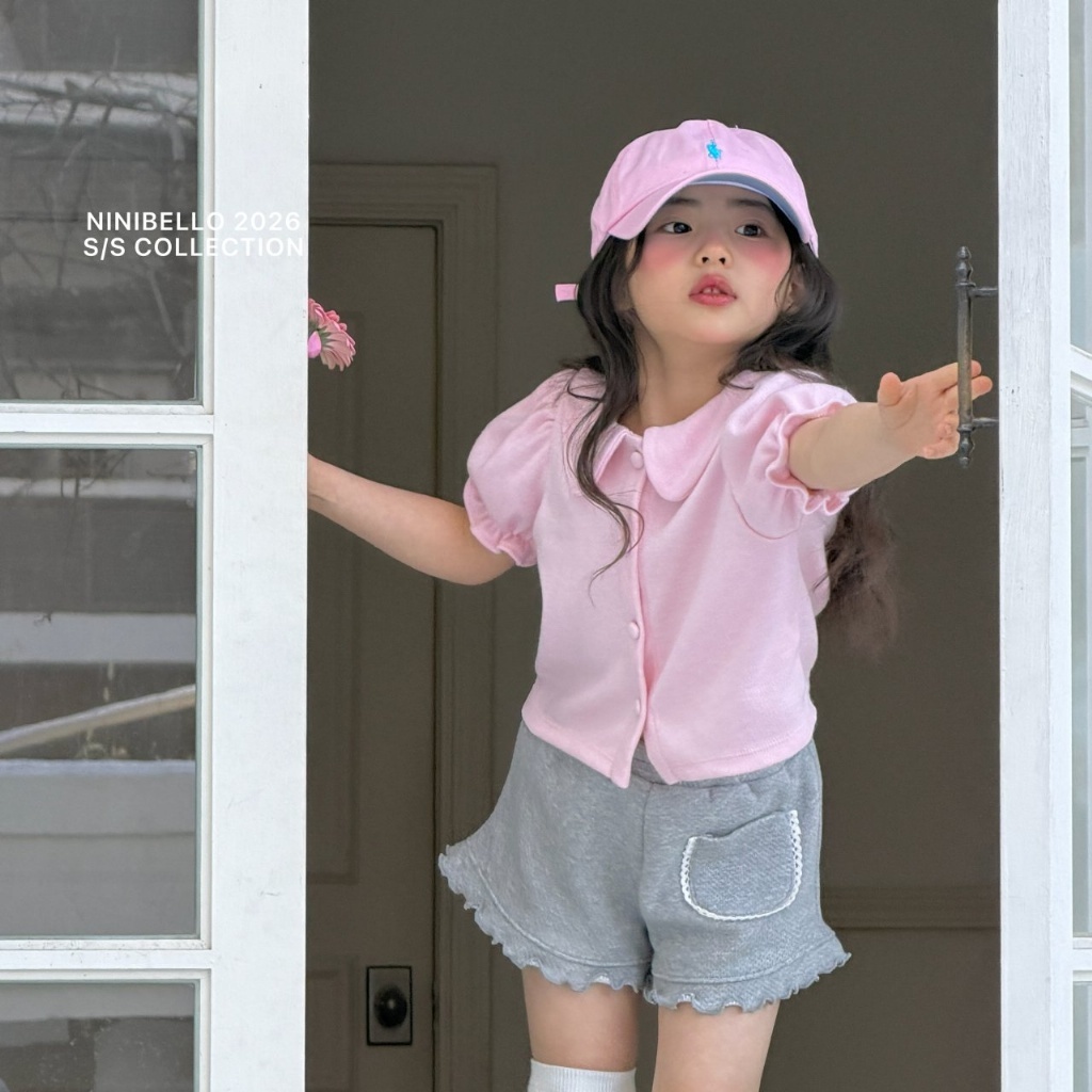 正韓春Ninibello 兩色棉花糖捲邊上衣