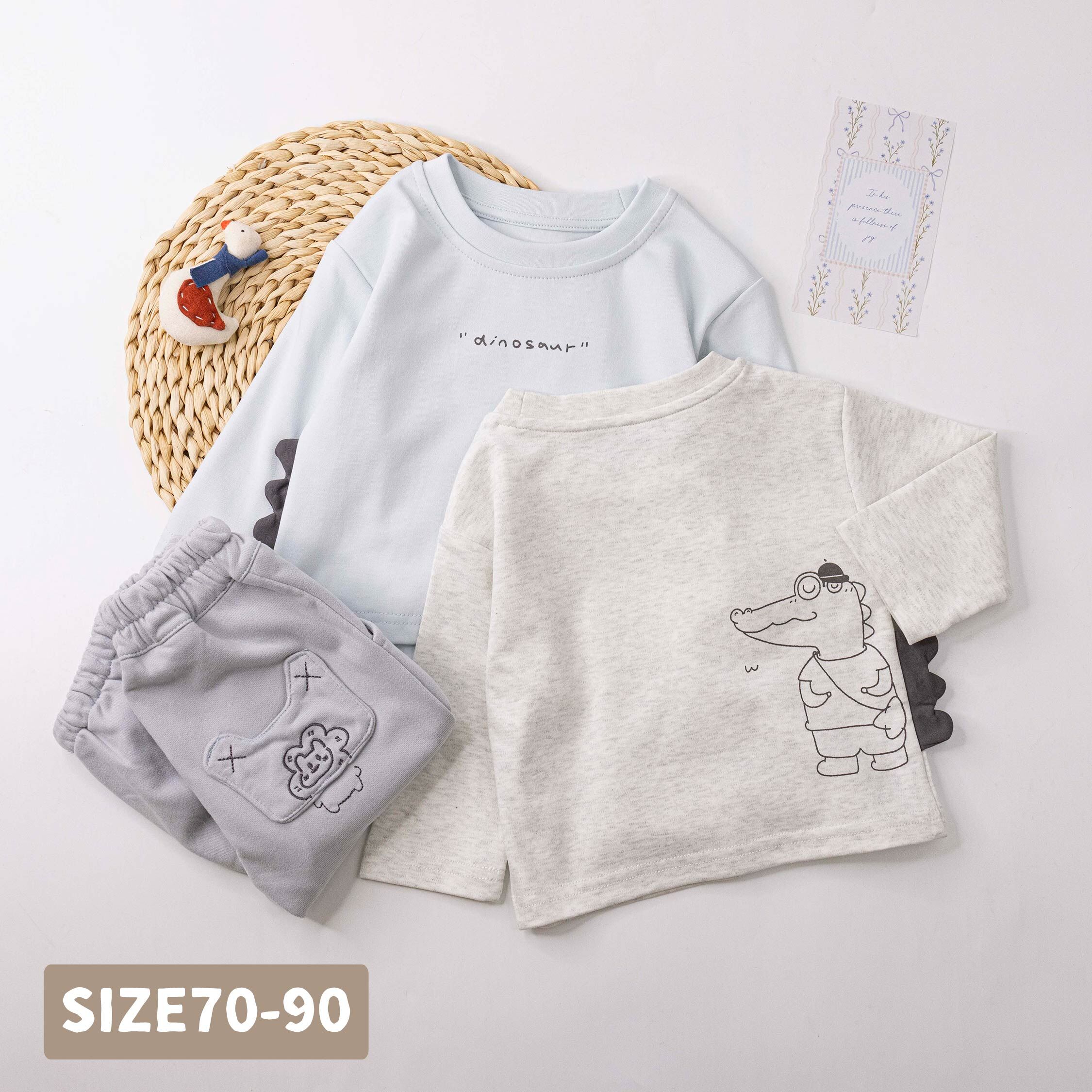 【H55931】可愛手繪鱷魚上衣/內搭衣＊二色