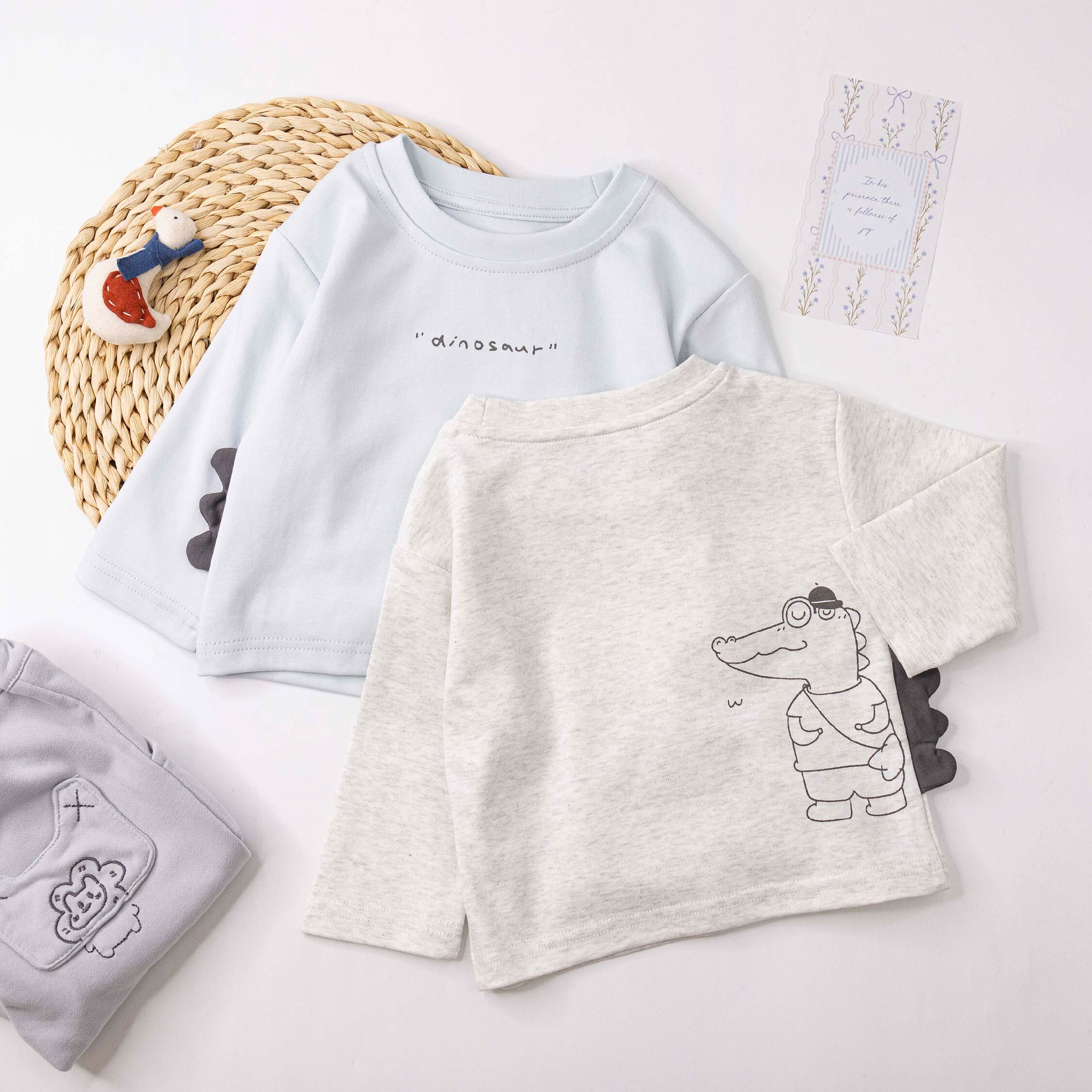 【H55931】可愛手繪鱷魚上衣/內搭衣＊二色