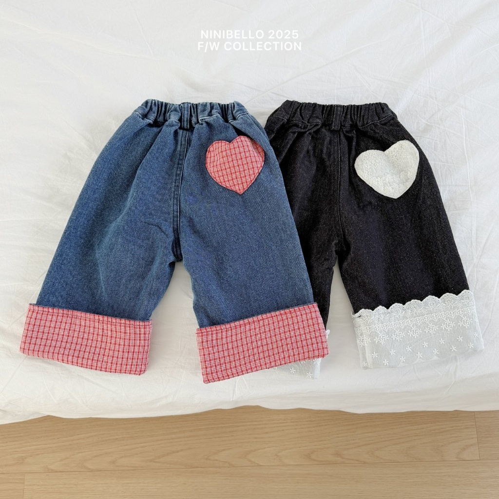 正韓春Ninibello 兩色補丁拼接牛仔褲