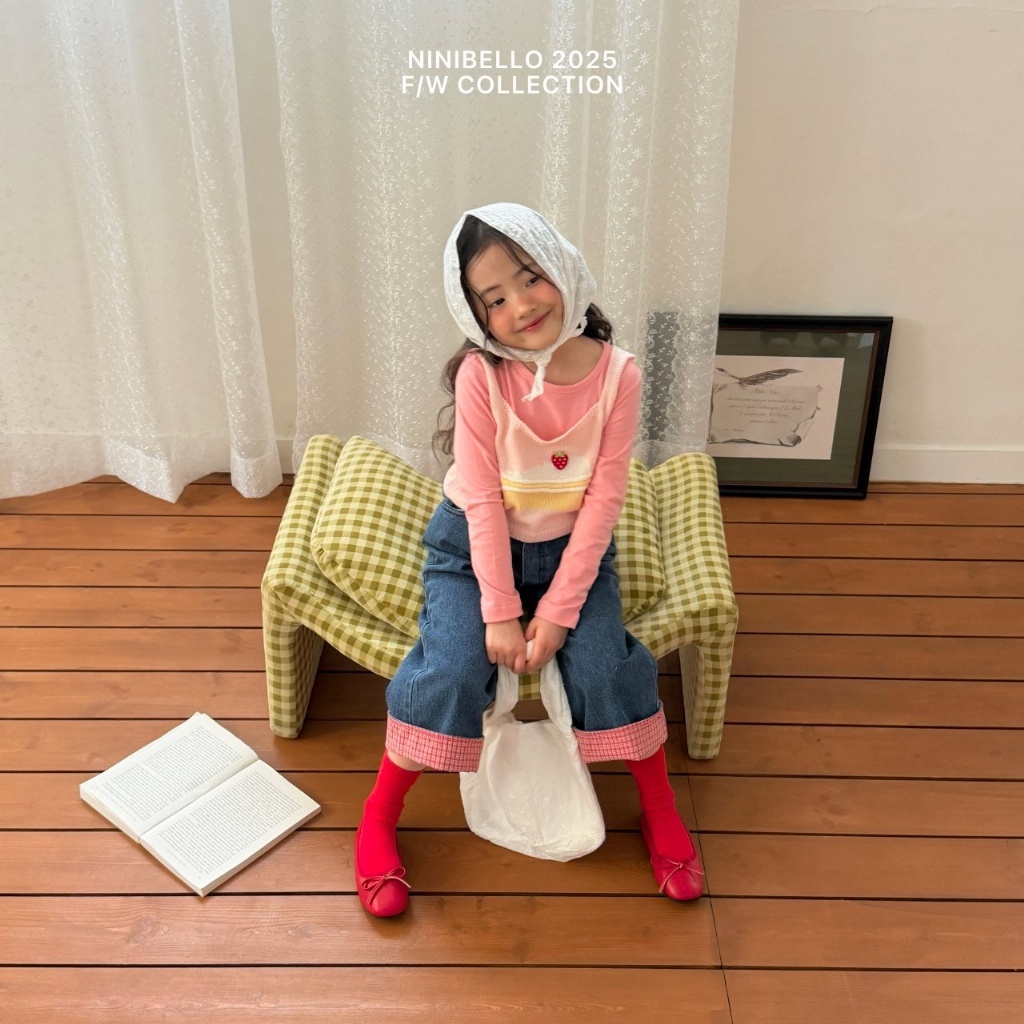 正韓春Ninibello 兩色補丁拼接牛仔褲