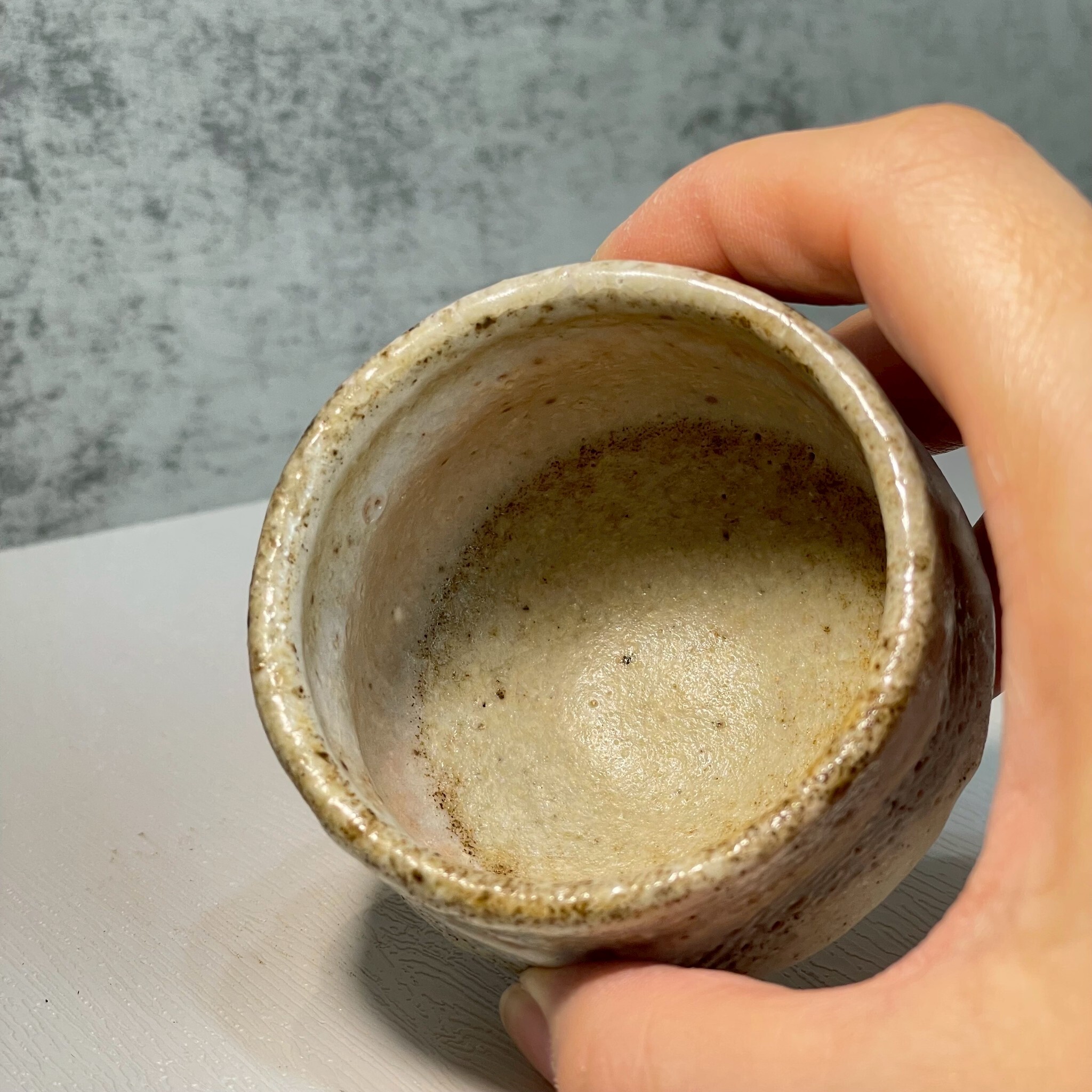 雪原落灰志野柴燒杯