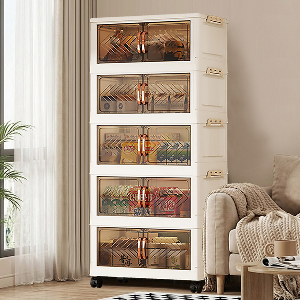 【AOTTO】50面寬雙開門磁吸五層折疊收納櫃(AC-056W)