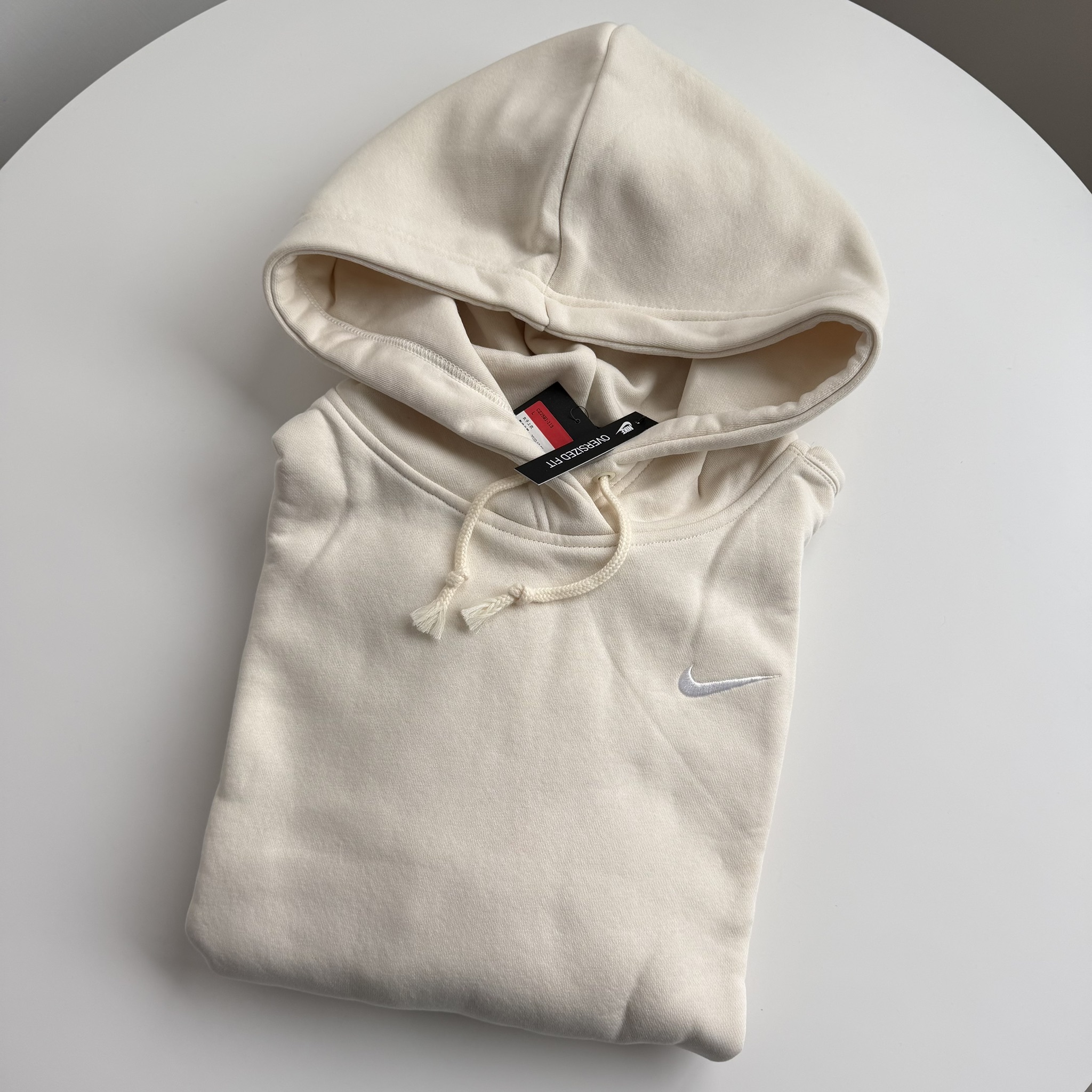 現貨┃女款 NIKE NSW HOODIE 米色 牛奶色 小勾 刺繡 內刷毛 帽T CZ2591-113