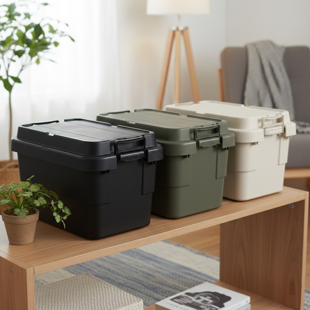 【AOTTO】無印款軍規高耐重扣式多功能提把收納箱-50L(AL-2204)