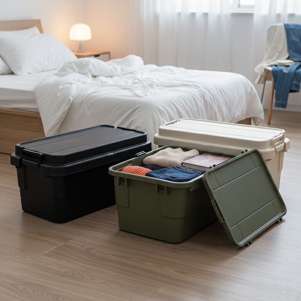 【AOTTO】無印款軍規高耐重扣式多功能提把收納箱-65L(AL-2205)