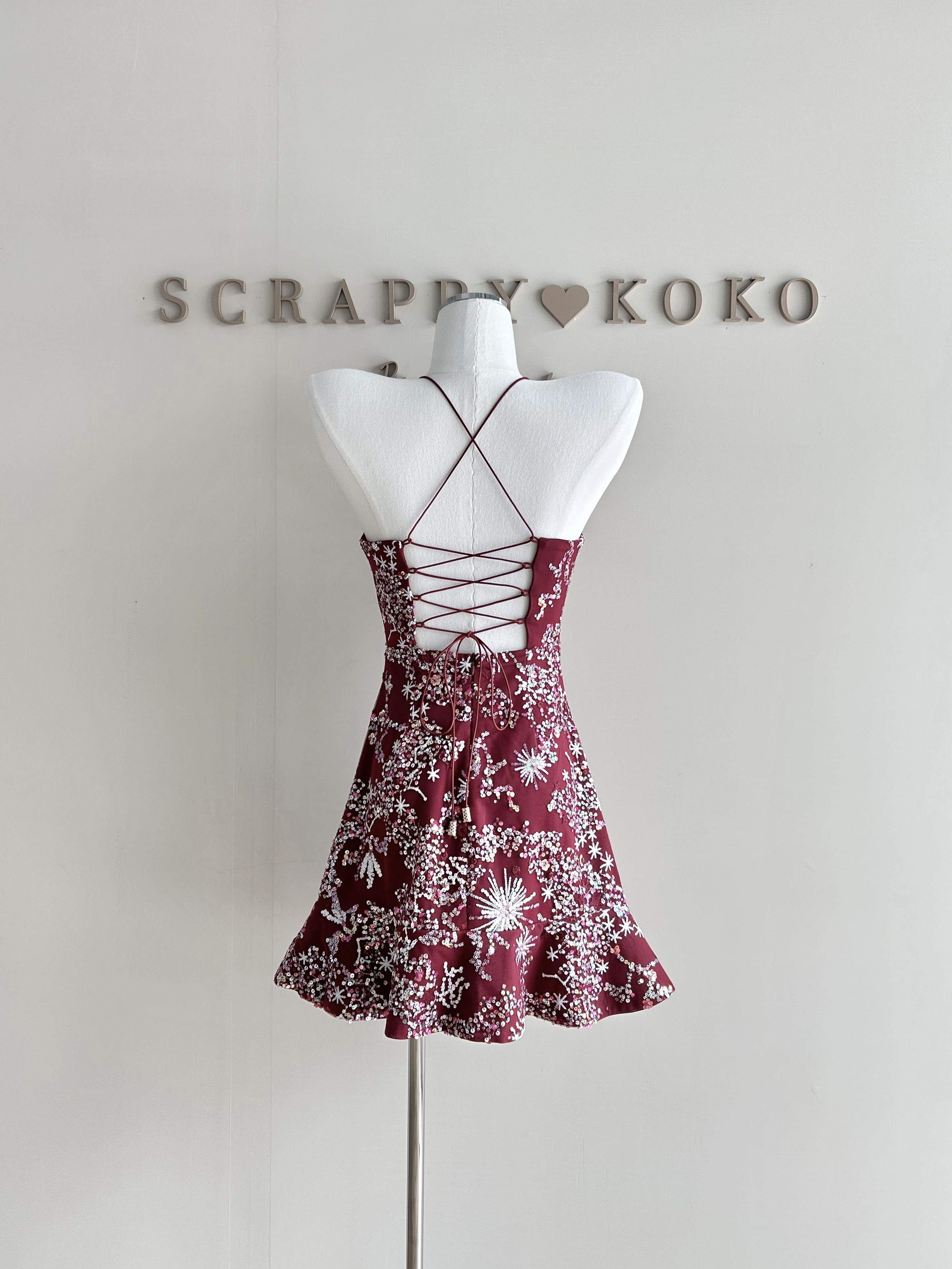 Spark 火花 亮片魚骨綁帶洋裝