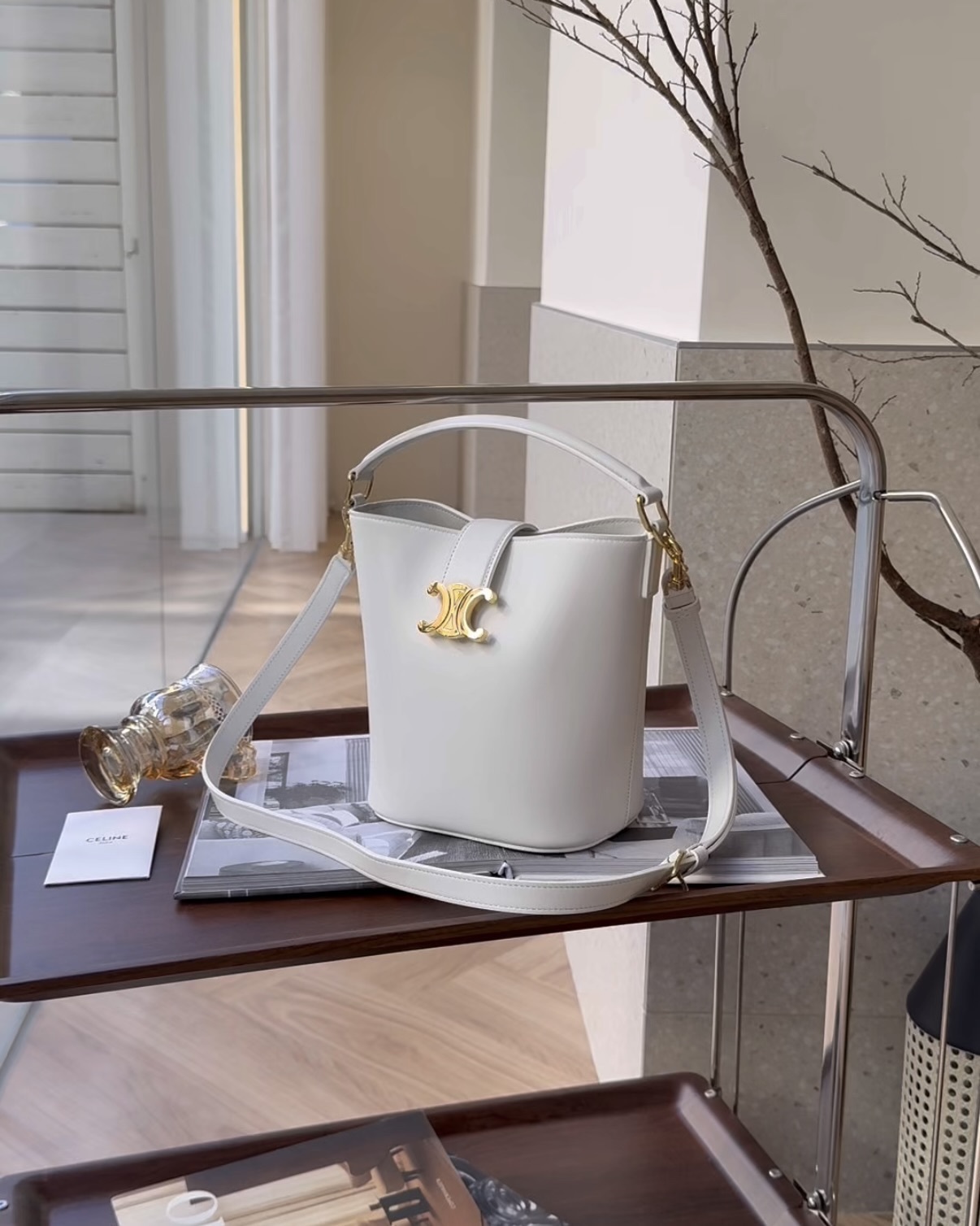 CELINE｜LOUISE 小號水桶包 白金