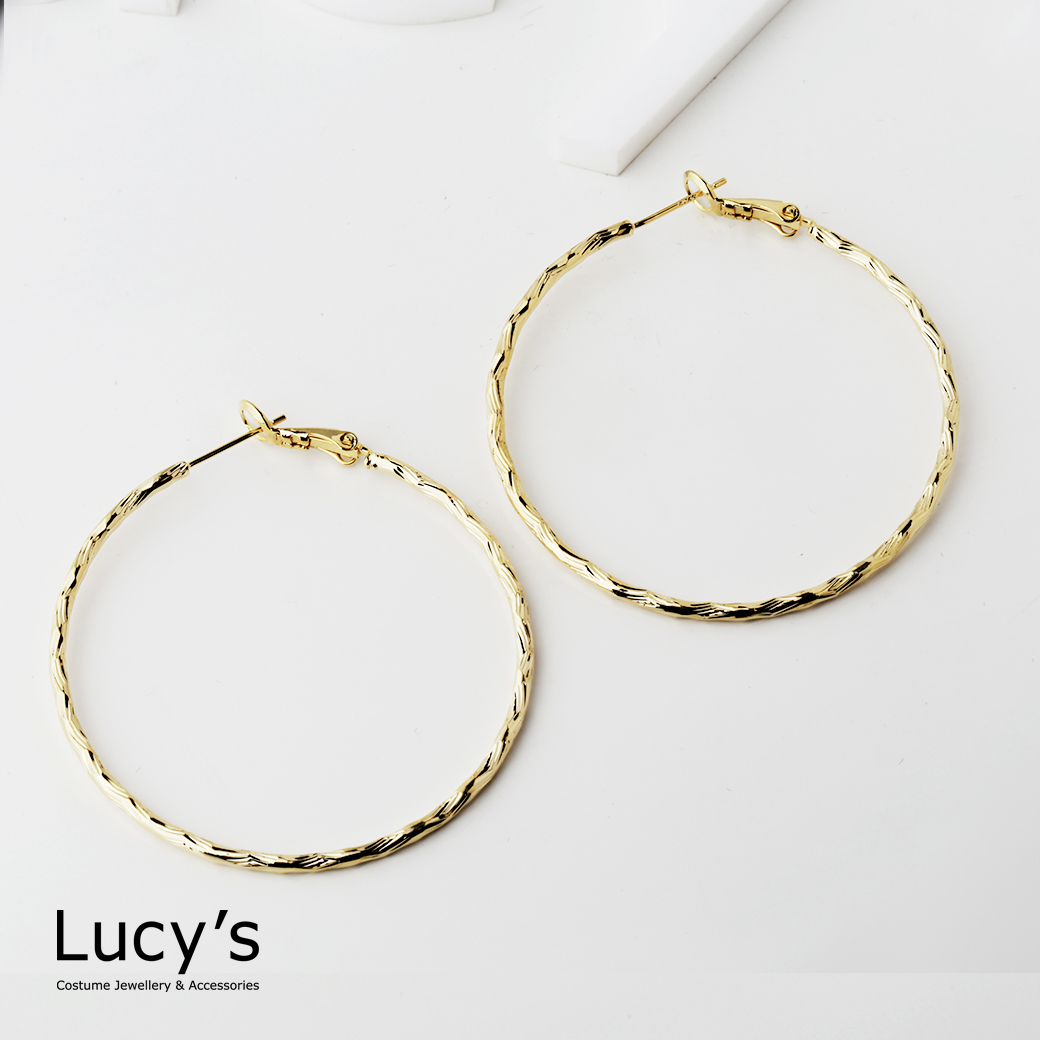 木紋 圈型耳環 (二色) (124560/124561)