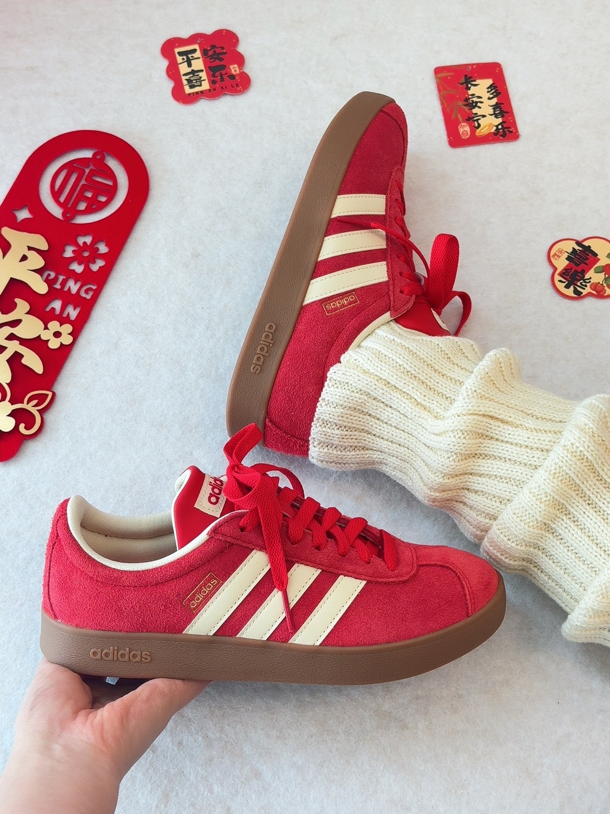 代購-Adidas Vl Court Classic 板鞋 男女同款 紅色 KK3774