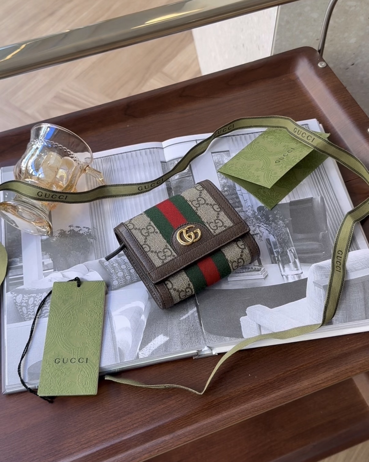 GUCCI｜GG OPHIDIA 翻蓋短夾 老花