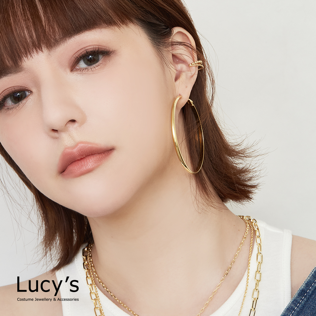 亮光大圈 圈型耳環 (二色) (124569/124570)