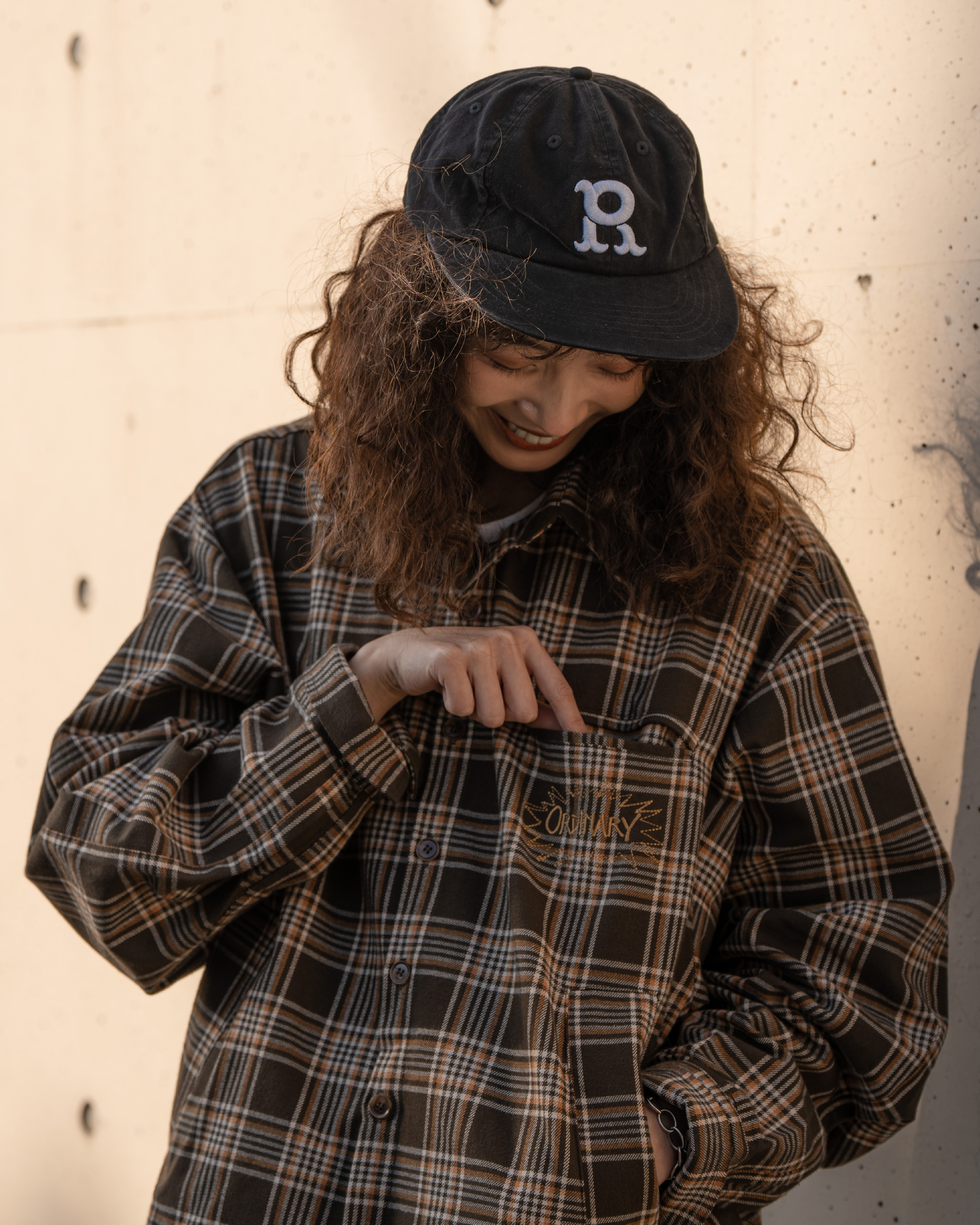 Ordinary 電繡重磅格紋襯衫