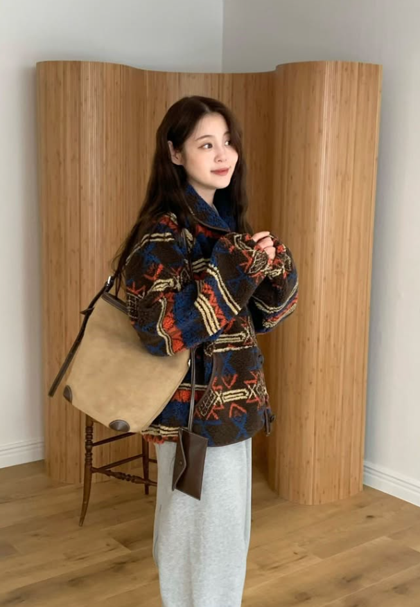 BYC01BA078CL  韓國摩卡撞啡韓系麂皮大水桶袋