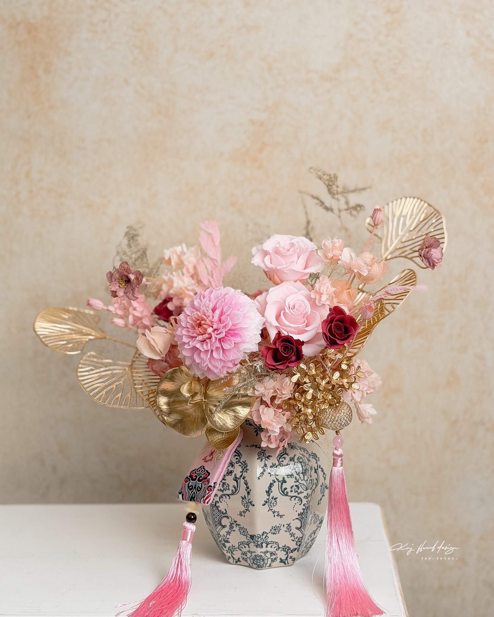 錦韻粉瑞・新中式永生花盆